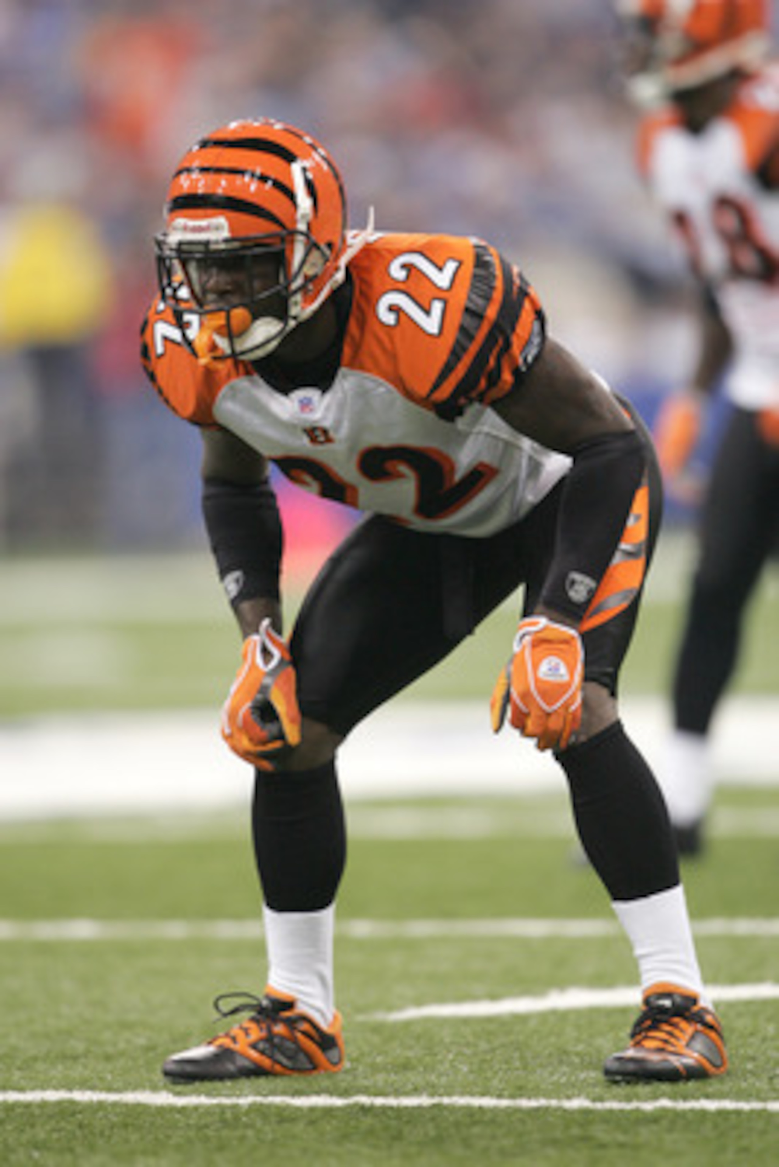 INDIANAPOLIS - SEPTEMBER 1:  Cornerback Johnathan Joseph #22 of the Cincinnati Bengals waits for the snap during the game against the Indianapolis Colts at the RCA Dome in Indianapolis, Indiana, on September 1, 2006. The Bengals won 20-3.  (Photo by Andy 