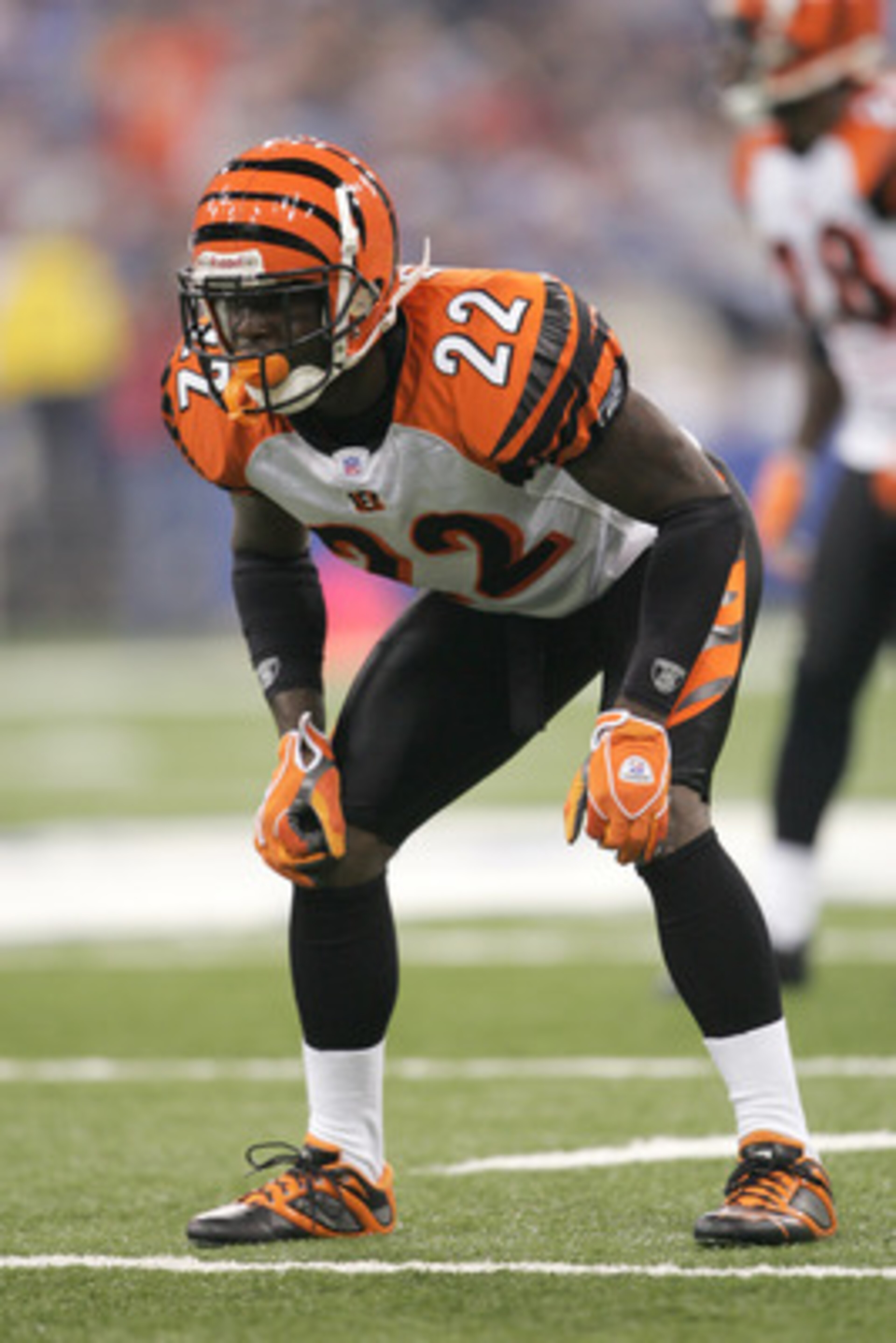 INDIANAPOLIS - SEPTEMBER 1:  Cornerback Johnathan Joseph #22 of the Cincinnati Bengals waits for the snap during the game against the Indianapolis Colts at the RCA Dome in Indianapolis, Indiana, on September 1, 2006. The Bengals won 20-3.  (Photo by Andy 