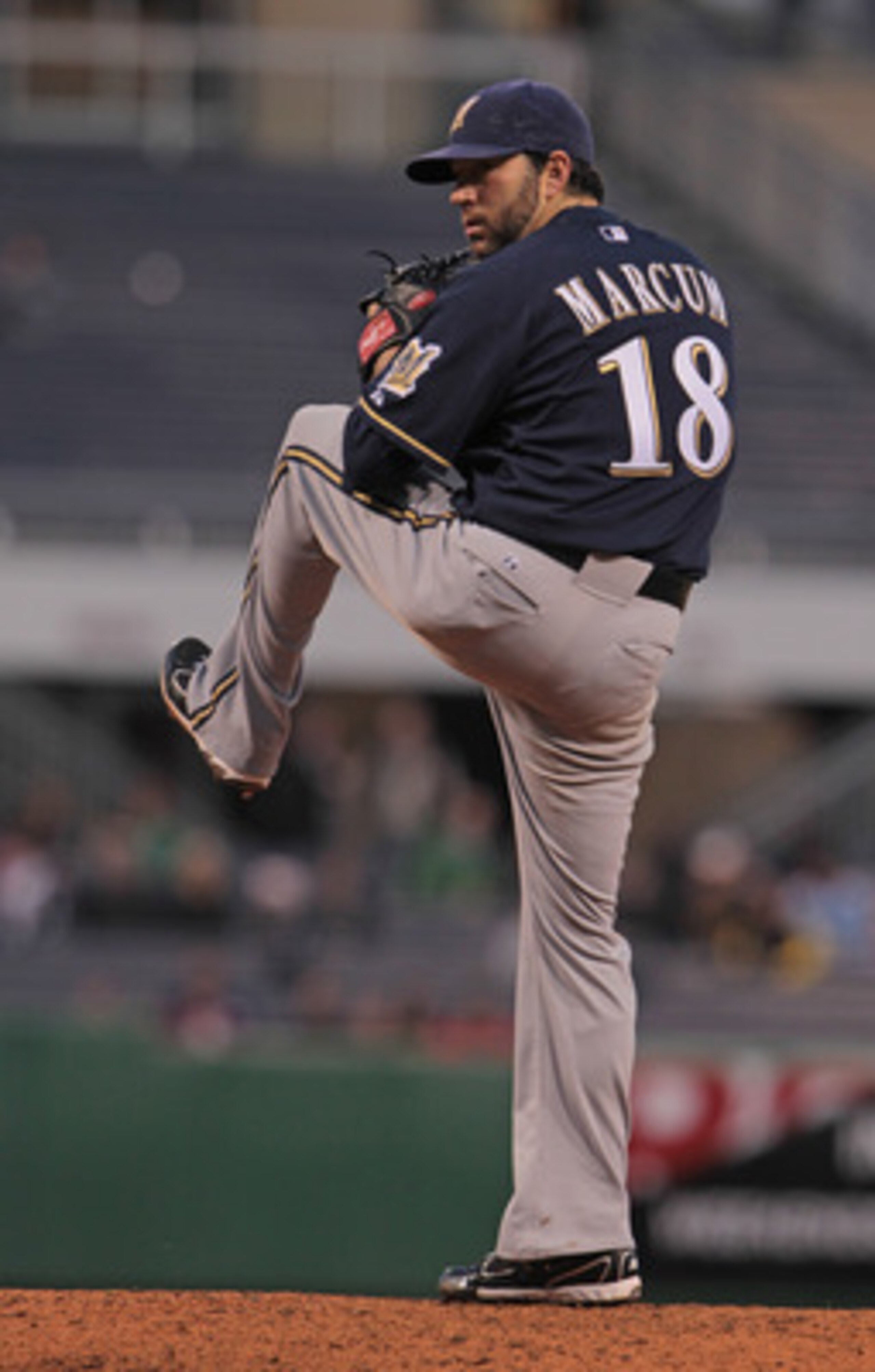 PITTSBURGH, PA - APRIL 13:  Shaun Marcum #18 of the Milwaukee Brewers throws a pitch during their game against the Pittsburgh Pirates at PNC Park on April 13, 2011 in Pittsburgh, Pennsylvania.  (Photo by Scott Halleran/Getty Images)