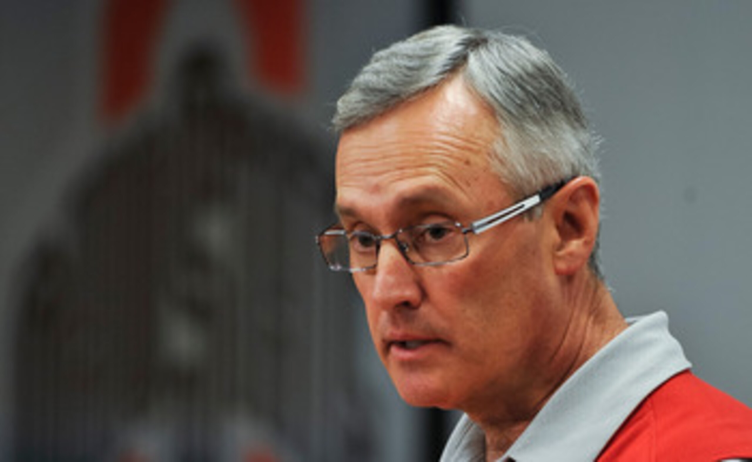 COLUMBUS, OH - MARCH 30:  Head Coach Jim Tressel speaks to the media during a press conference before the start of Spring practices at the Woody Hayes Athletic Center at The Ohio State University on March 30, 2011 in Columbus, Ohio. (Photo by Jamie Sabau/