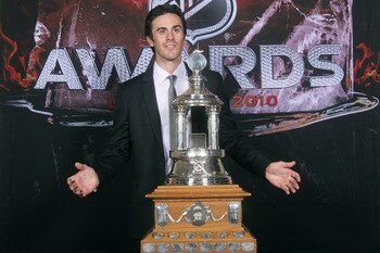 LAS VEGAS - JUNE 23: Ryan Miller of the Buffalo Sabres poses for a portrait with the Vezina Trophy during the 2010 NHL Awards at the Palms Casino Resort on June 23, 2010 in Las Vegas, Nevada. (Photo by Chris Trotman/Getty Images) LAS VEGAS - JUNE 23: Ryan Miller of the Buffalo Sabres poses for a portrait with the Vezina Trophy during the 2010 NHL Awards at the Palms Casino Resort on June 23, 2010 in Las Vegas, Nevada. (Photo by Chris Trotman/Getty Images)