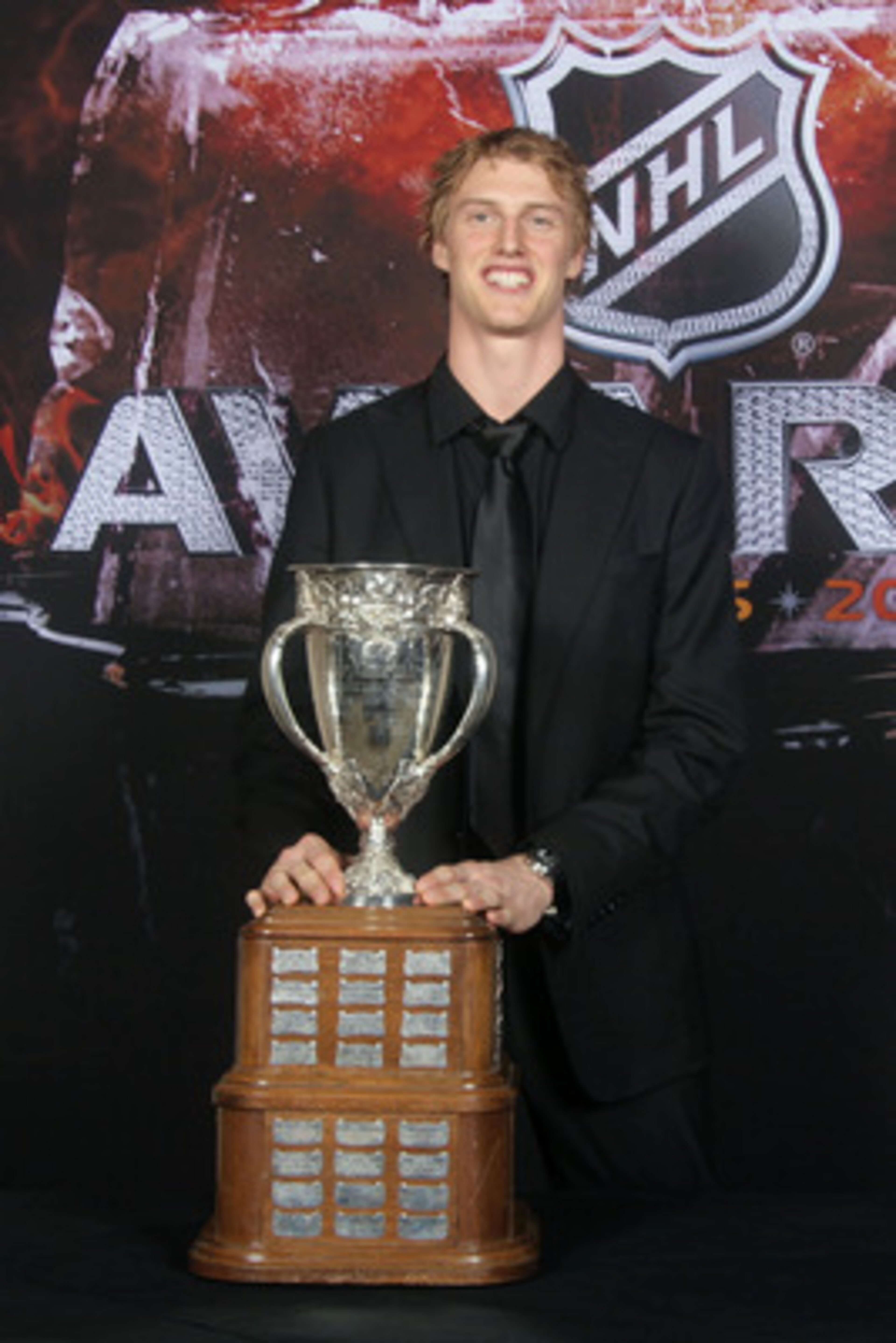 LAS VEGAS - JUNE 23:  Tyler Myers of the Buffalo Sabres poses with the Calder Trophy for a portrait during the 2010 NHL Awards at the Palms Casino Resort on June 23, 2010 in Las Vegas, Nevada.  (Photo by Chris Trotman/Getty Images)