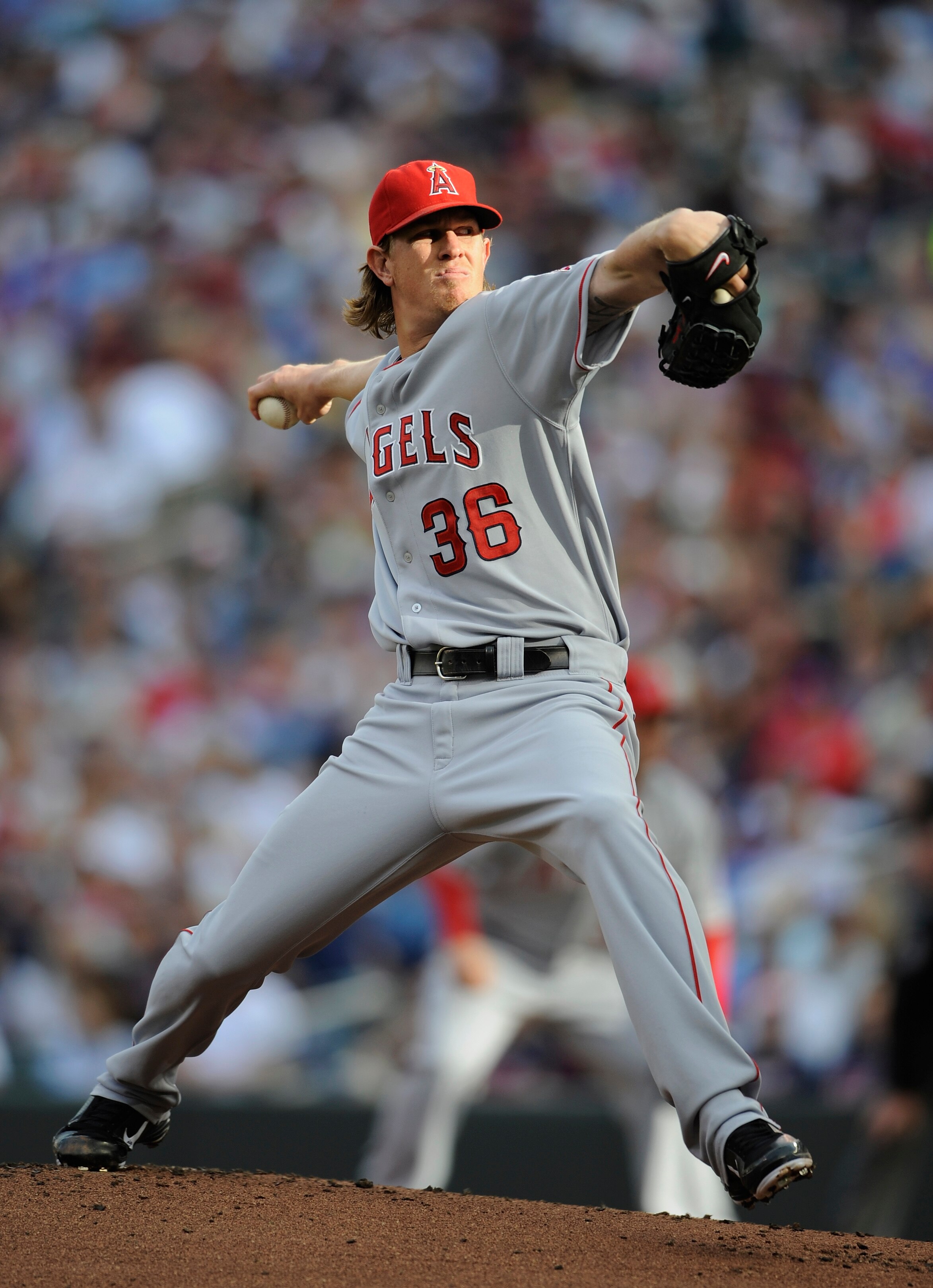 MINNEAPOLIS, MN - MAY 28: Jered Weaver #36 of the Los Angeles Angels of Anaheim against the Minnesota Twins during the first inning of their game on May 28, 2011 at Target Field in Minneapolis, Minnesota. (Photo by Hannah Foslien/Getty Images)