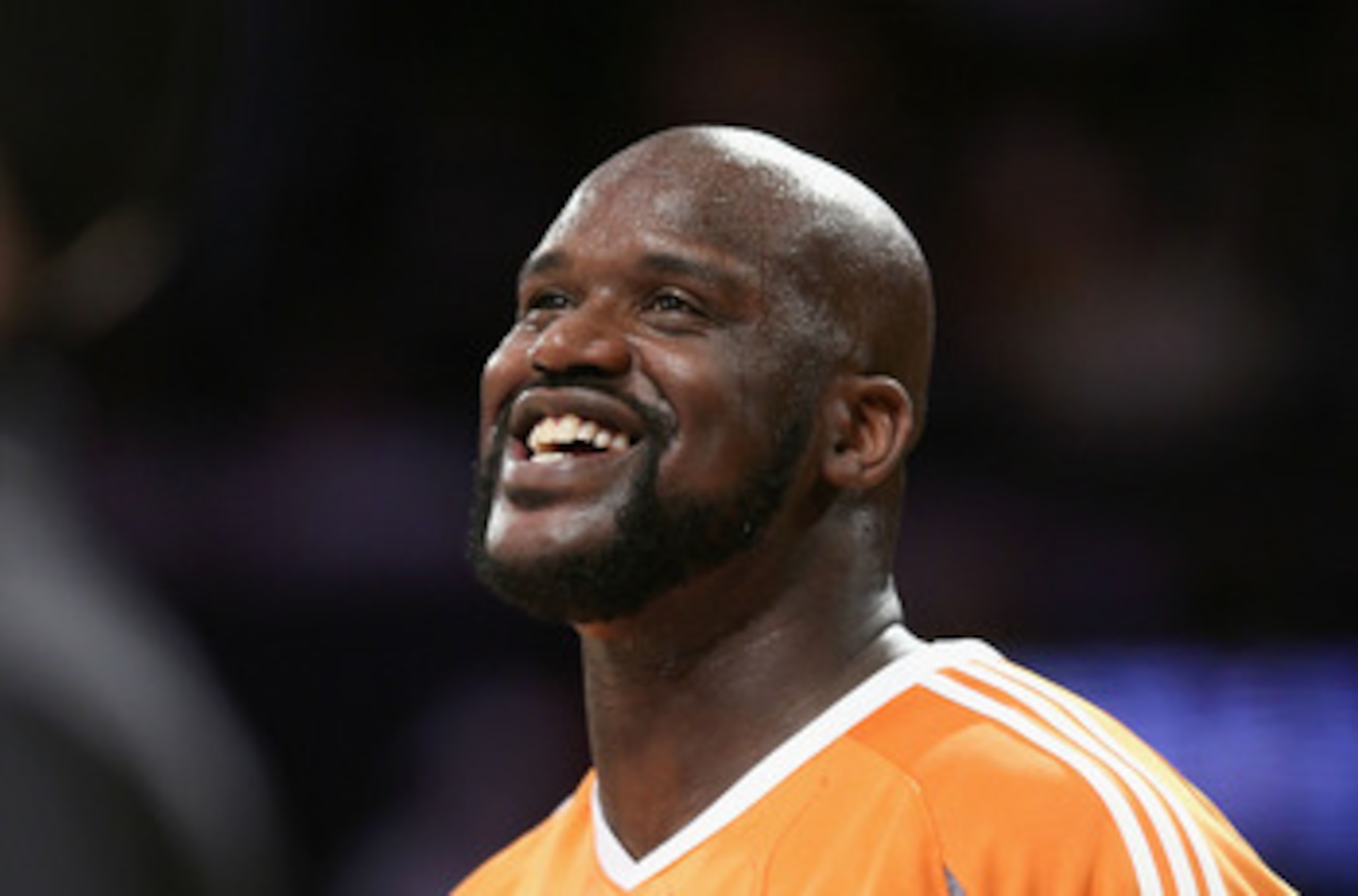 LOS ANGELES, CA - FEBRUARY 26: Shaquille O'Neal #32 of the Phoenix Suns smiles on the court during warm-ups prior to the NBA game against the Los Angeles Lakers at Staples Center February 26, 2009 in Los Angeles, California. NOTE TO USER: User expressly LOS ANGELES, CA - FEBRUARY 26: Shaquille O'Neal #32 of the Phoenix Suns smiles on the court during warm-ups prior to the NBA game against the Los Angeles Lakers at Staples Center February 26, 2009 in Los Angeles, California. NOTE TO USER: User expressly