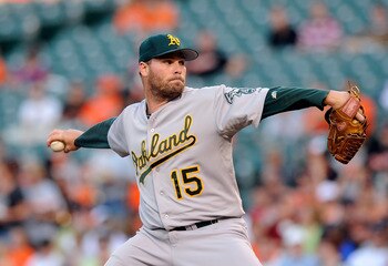 BALTIMORE - JUNE 30:  Ben Sheets #15 of the Oakland Athletics pitches against the Baltimore Orioles at Camden Yards on June 30, 2010 in Baltimore, Maryland.  (Photo by Greg Fiume/Getty Images)