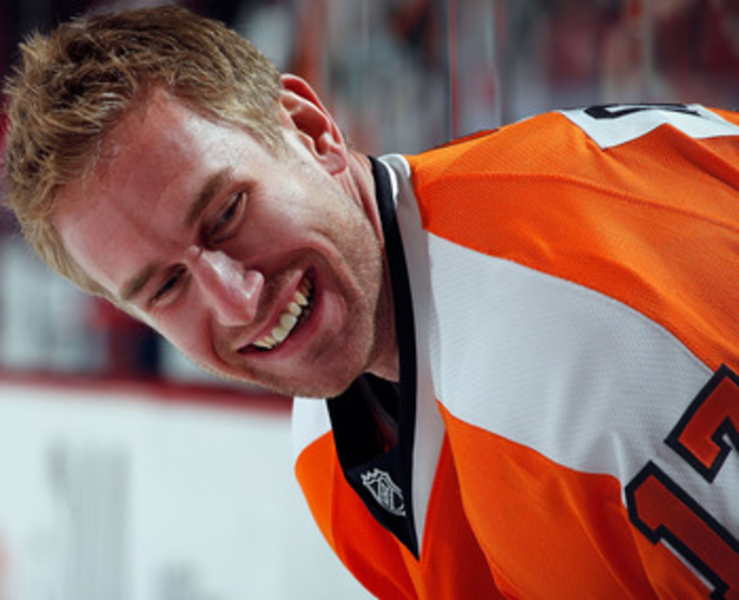 PHILADELPHIA, PA - MARCH 22:  Jeff Carter #17 of the Philadelphia Flyers waits during warmups before an NHL hockey game against the Washington Capitals at the Wells Fargo Center on March 22, 2011 in Philadelphia, Pennsylvania.  (Photo by Paul Bereswill/Ge