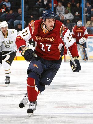 ATLANTA - DECEMBER 17:  Chris Thorburn #27 of the Atlanta Thrashers against the Dallas Stars at Philips Arena on December 17, 2009 in Atlanta, Georgia.  (Photo by Kevin C. Cox/Getty Images)