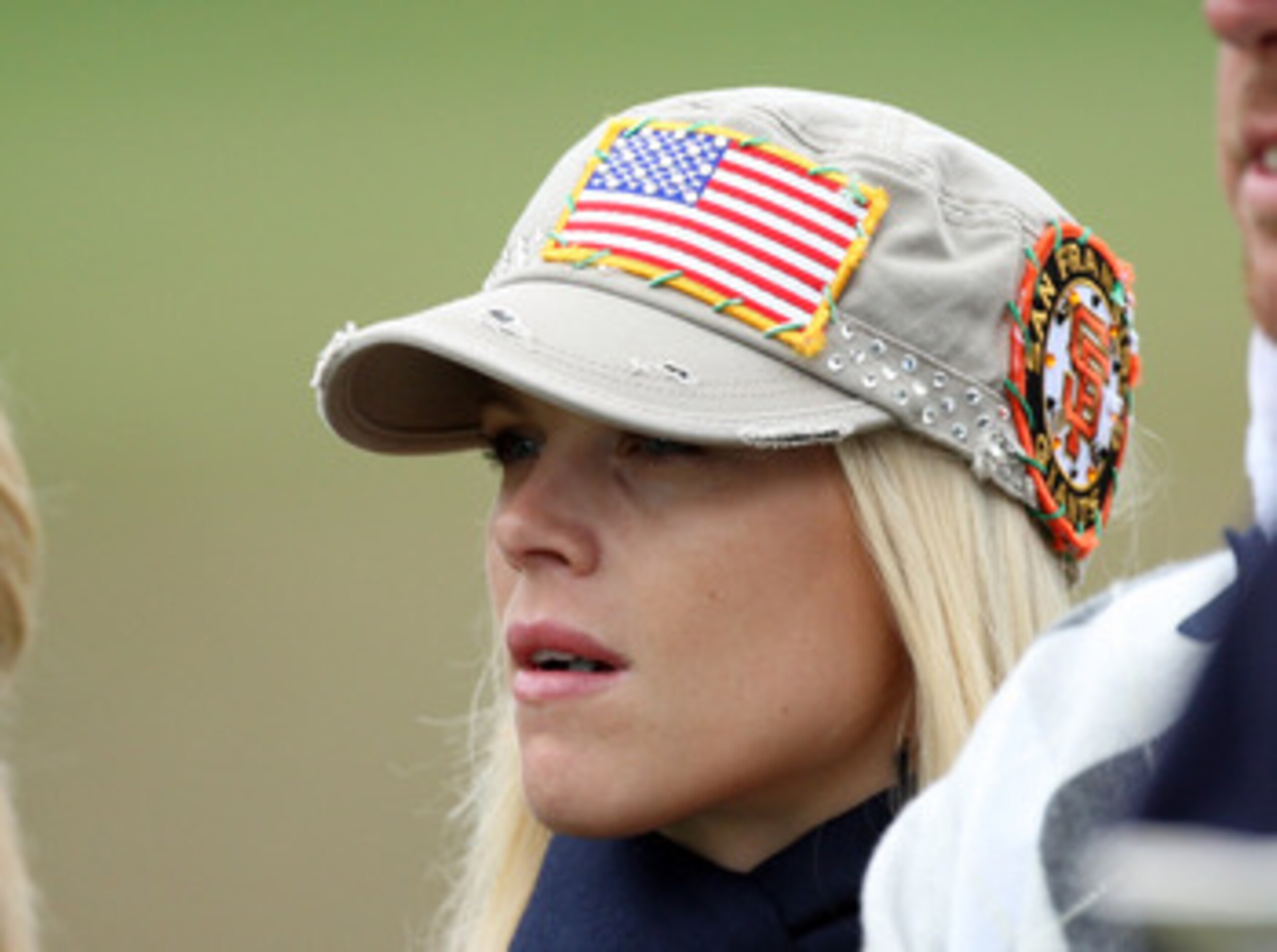 SAN FRANCISCO - OCTOBER 10: Elin Woods wife of Tiger Woods of the USA Team on the green at the 10th hole during the Day Three Afternoon Fourball Matches in The Presidents Cup at Harding Park Golf Course on October 10, 2009 in San Francisco, California  (P