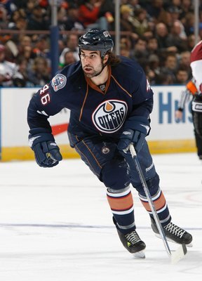 EDMONTON, CANADA - NOVEMBER 15:  Zach Stortini #46 of the Edmonton Oilers skates during their NHL game against the Colorado Avalanche on November 15, 2008 at Rexall Place in Edmonton, Alberta, Canada. The Avalanche defeated the Oilers 3-2 in shootout over