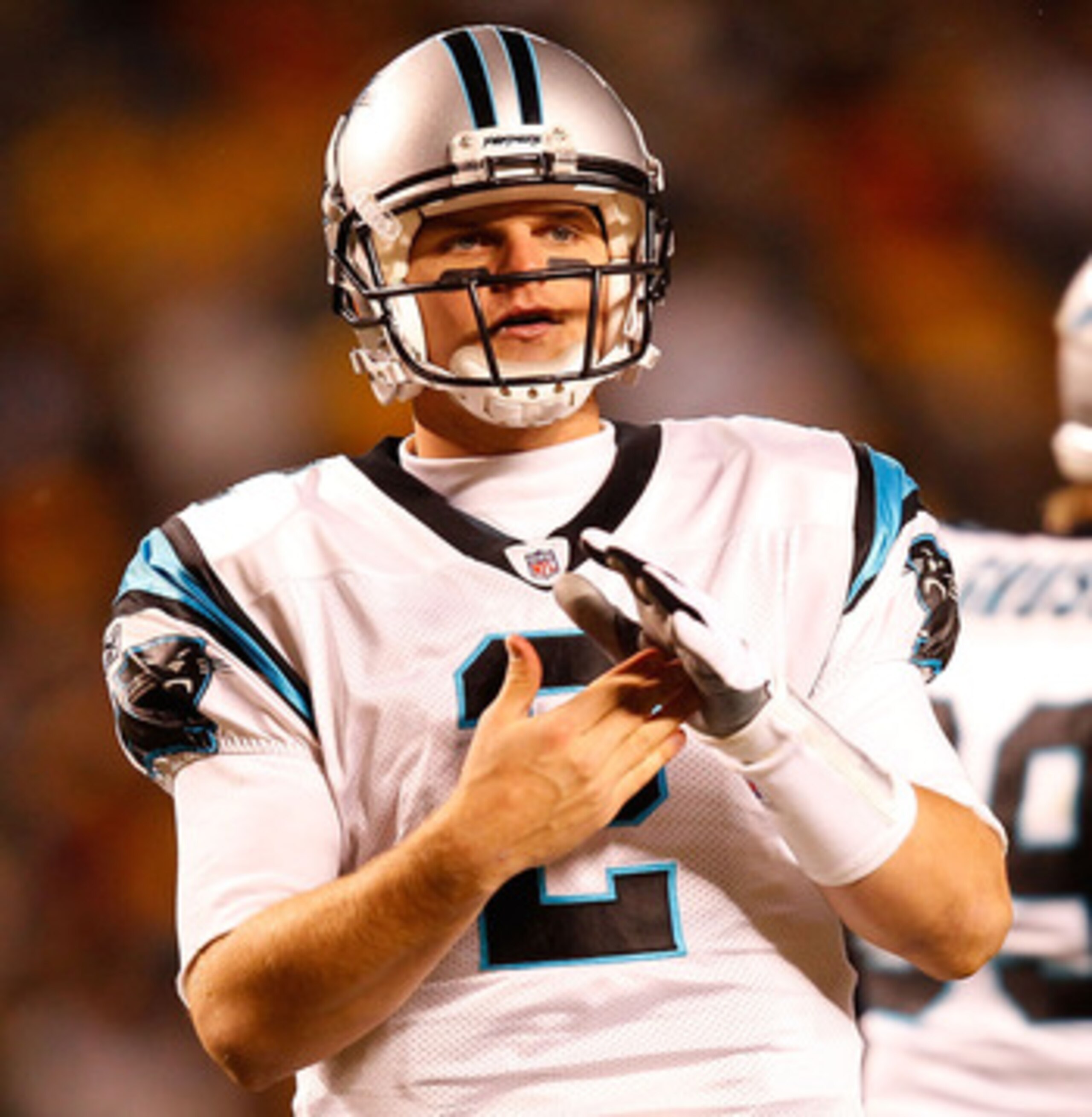 PITTSBURGH - DECEMBER 23:  Jimmy Clausen #2 of the Carolina Panthers calls a timeout during the game against the Pittsburgh Steelers on December 23, 2010 at Heinz Field in Pittsburgh, Pennsylvania.  (Photo by Jared Wickerham/Getty Images)