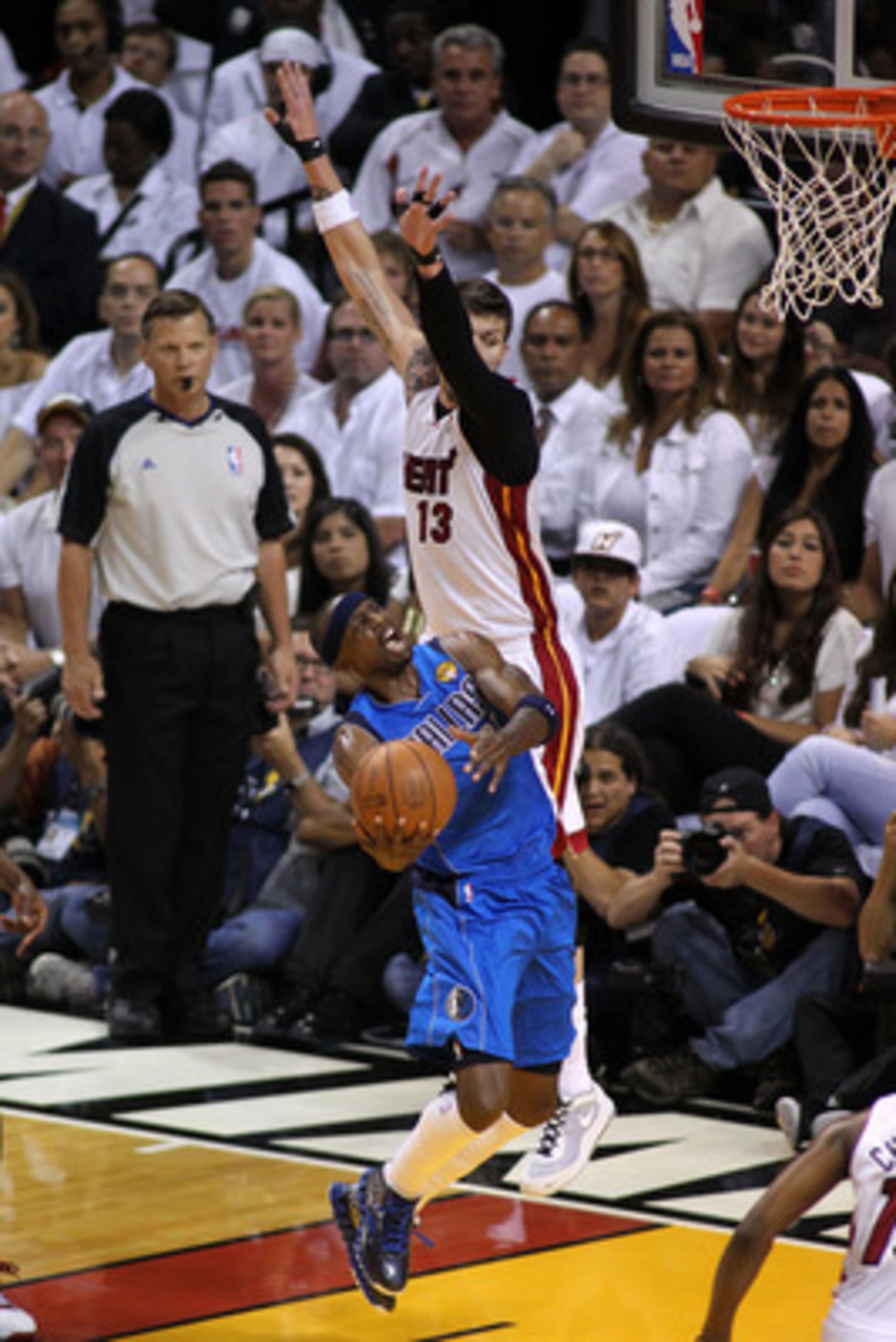 MIAMI, FL - MAY 31:  Jason Terry #31 of the Dallas Mavericks goes up for a shot against Mike Miller #13 of the Miami Heat in the first half in Game One of the 2011 NBA Finals at American Airlines Arena on May 31, 2011 in Miami, Florida. NOTE TO USER: User