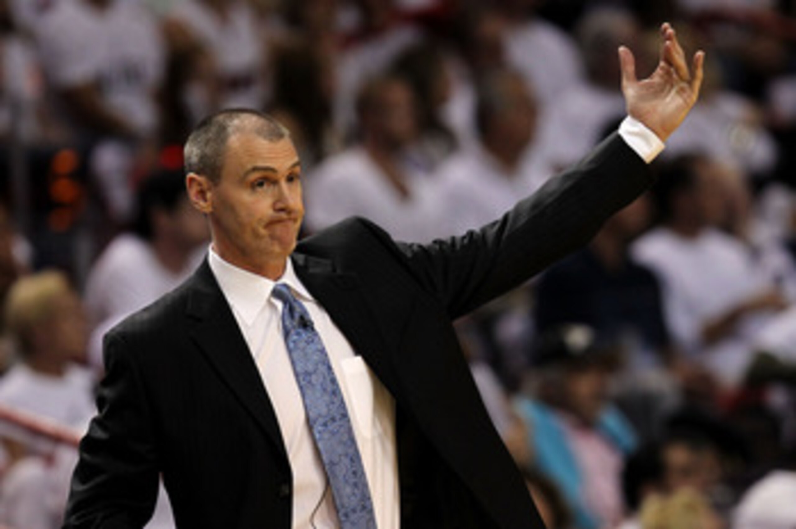 MIAMI, FL - MAY 31:  Head coach Rick Carlisle of the Dallas Mavericks reacts against the Miami Heat in Game One of the 2011 NBA Finals at American Airlines Arena on May 31, 2011 in Miami, Florida. NOTE TO USER: User expressly acknowledges and agrees that,