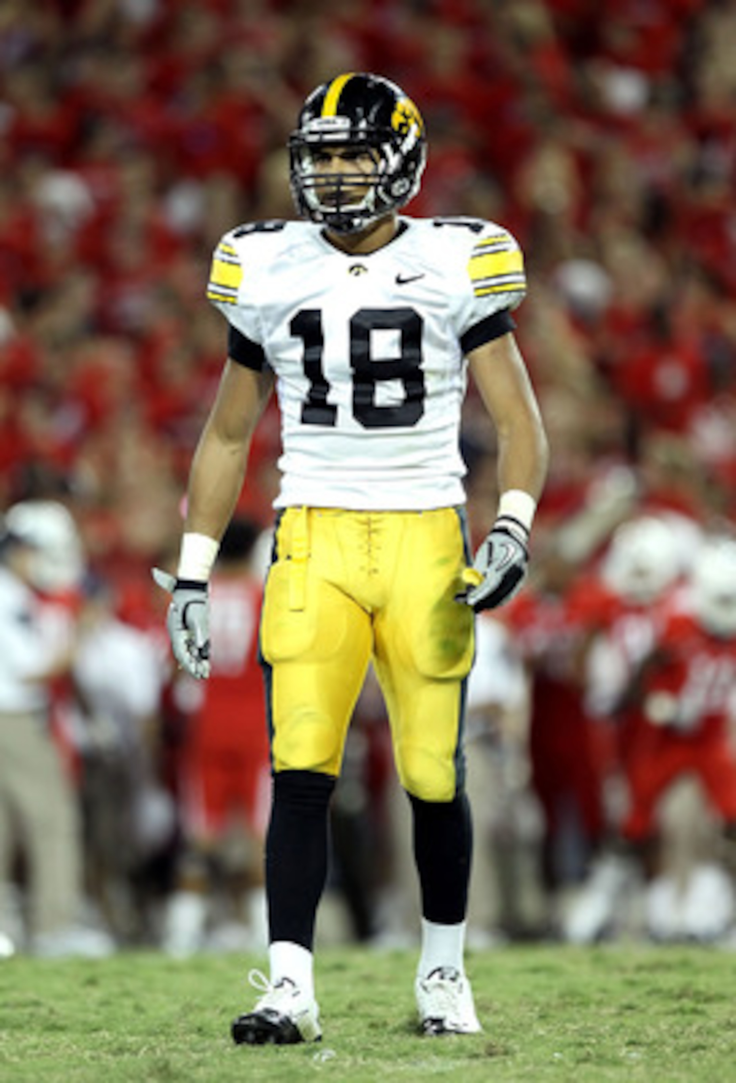 TUCSON, AZ - SEPTEMBER 18:  Cornerback Micah Hyde #18 of the Iowa Hawkeyes during the college football game against the Arizona Wildcats at Arizona Stadium on September 18, 2010 in Tucson, Arizona.  The Wildcats defeated the Hawkeyes 34-27.  (Photo by Chr