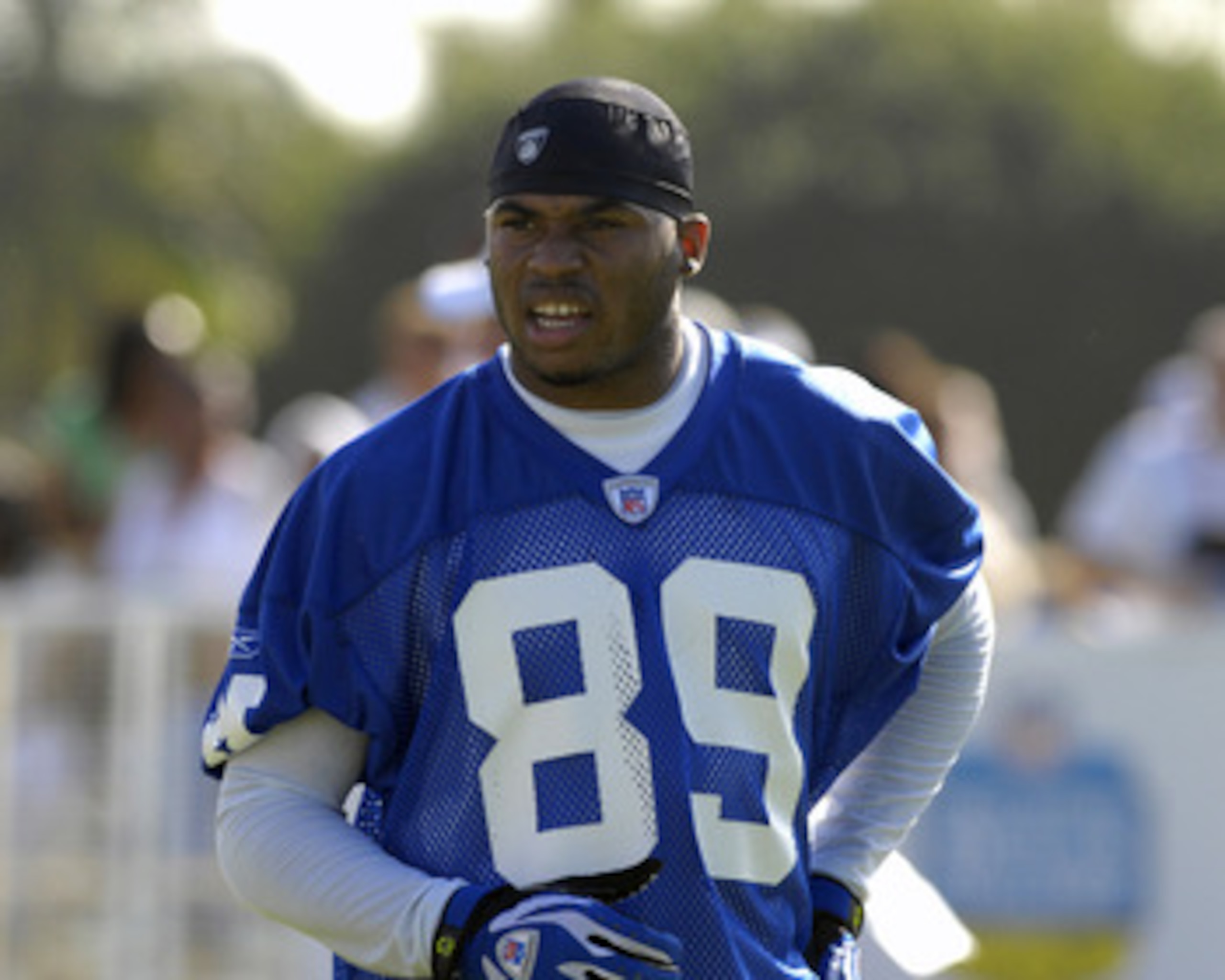 Carolina Panthers wide receiver Steve Smith  at an NFC practice Feb. 8 for the 2007 Pro Bowl at Kapolei, Hawaii.  (Photo by Al Messerschmidt/Getty Images)