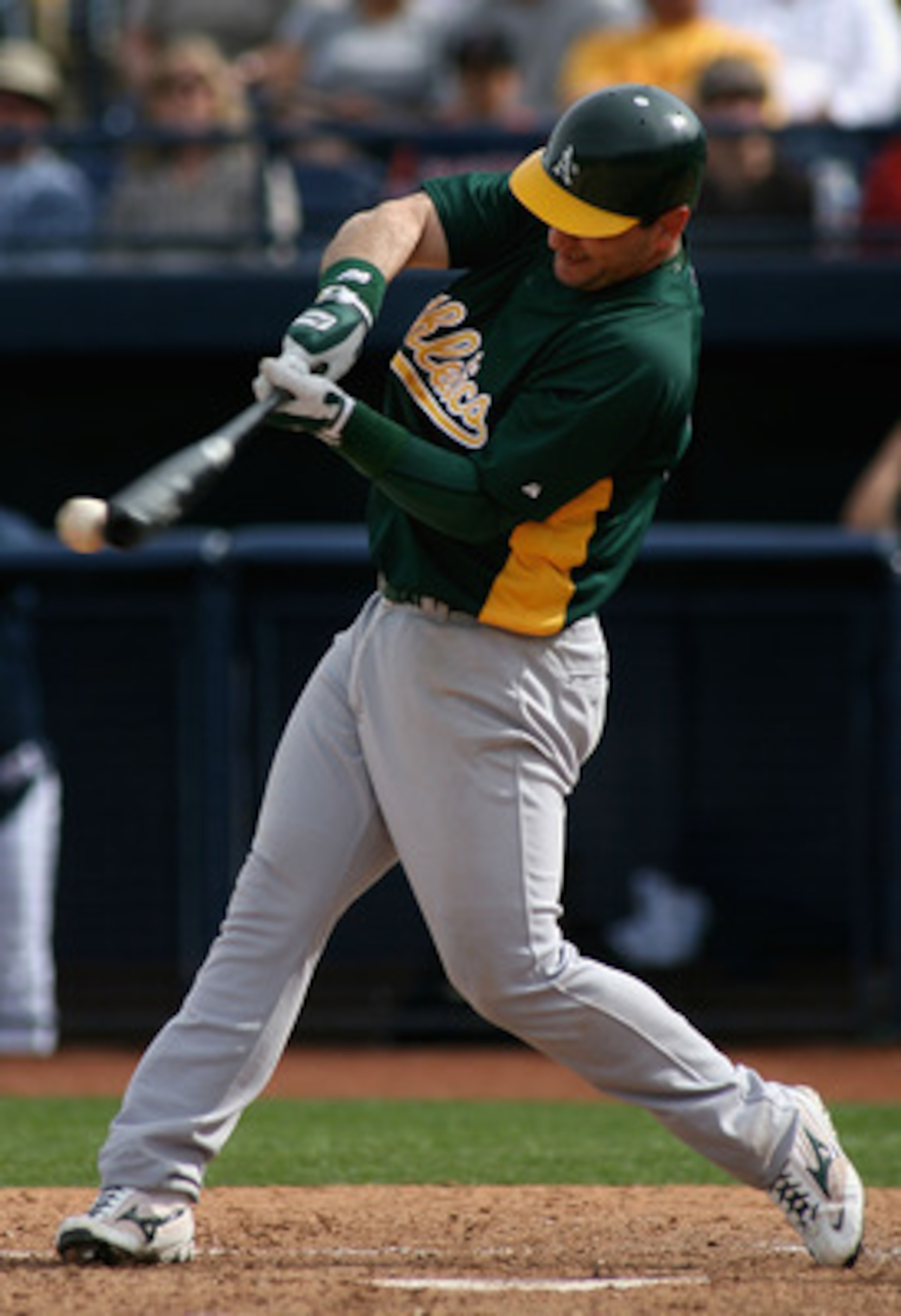 PEORIA, AZ - MARCH 04:  Erubiel Durazo #8 of the Oakland Athletics bats against the San Diego Padres during the MLB spring training game at Peoria Stadium on March 4, 2007 in Peoria, Arizona.  The A's defeated the Padres 4-3.  (Photo by Christian Petersen