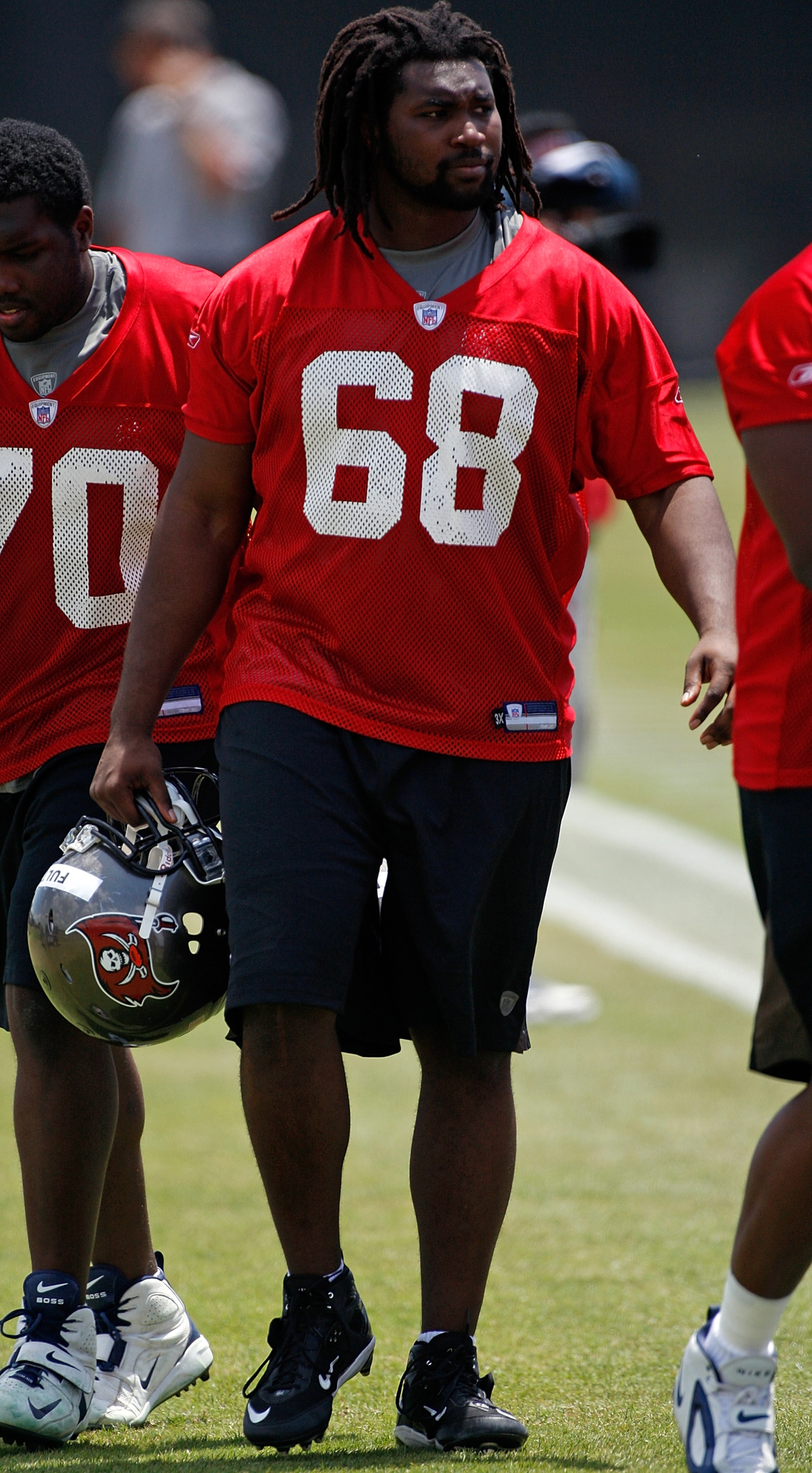 TAMPA, FL - MAY 01:  Offensive tackle Xavier Fulton #68 of the Tampa Bay Buccaneers works out during the Buccaneers Rookie Minicamp at One Buccaneer Place on May 1, 2009 in Tampa, Florida.  (Photo by J. Meric/Getty Images)