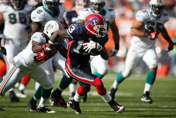 MIAMI - DECEMBER 19:  Receiver Steve Johnson #13 of the Buffalo Bills catches a pass  against the Miami Dolphins at Sun Life Stadium on December 19, 2010 in Miami, Florida.The Bills defeated the Dolphins 17-14.  (Photo by Marc Serota/Getty Images)