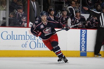 COLUMBUS, OH - MARCH 09:  Jan Hejda #35 of the Columbus Blue Jackets skates against the St. Louis Blues on March 9, 2011 at Nationwide Arena in Columbus, Ohio.  (Photo by Gregory Shamus/Getty Images)