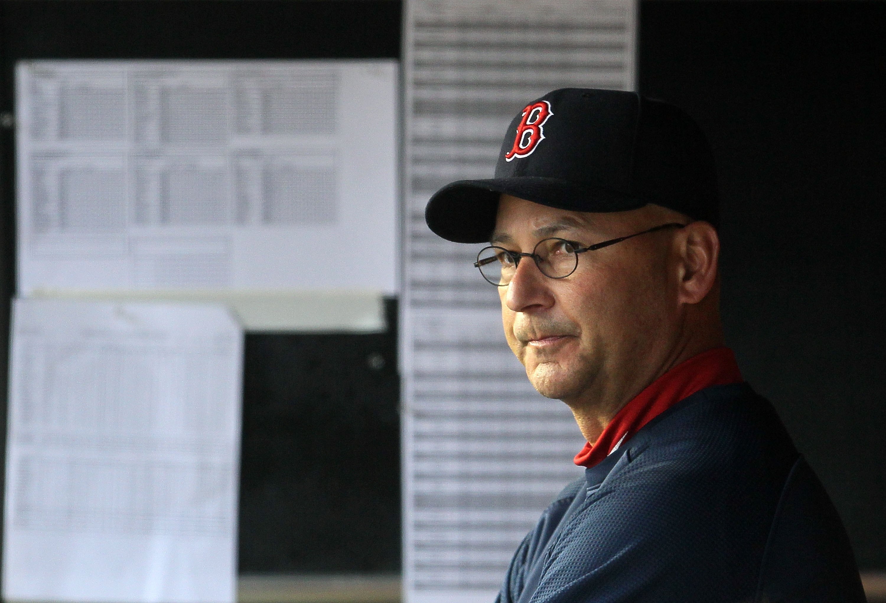 NEW YORK, NY - MAY 14:  Manager Terry Francona of the Boston Red Sox looks on before the game against the New York Yankees on May 14, 2011 at Yankee Stadium in the Bronx borough of New York City.  (Photo by Jim McIsaac/Getty Images)