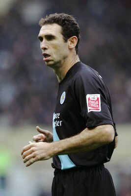 COVENTRY, ENGLAND - OCTOBER 16:  Martin Keown of Leicester City in action during the Coca-Cola Championship match between Coventry City and Leicester City at Highfield Road, on October 16, 2004 in Coventry, England.  (Photo by Ross Kinnaird/Getty Images)