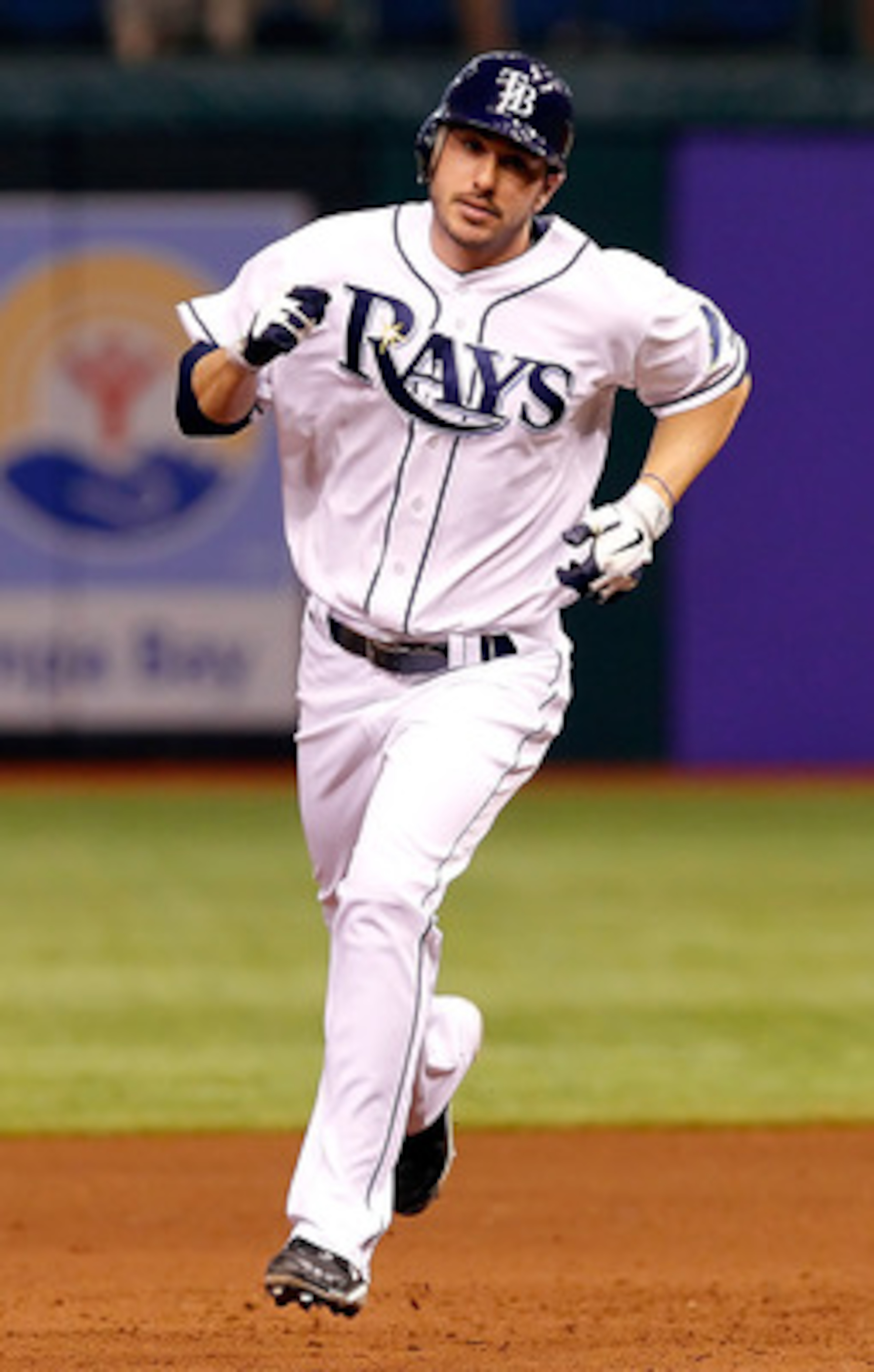ST. PETERSBURG, FL - MAY 31:  Outfielder Matt Joyce #20 of the Tampa Bay Rays rounds the bases after his home run against the Texas Rangers during the game at Tropicana Field on May 31, 2011 in St. Petersburg, Florida.  (Photo by J. Meric/Getty Images)