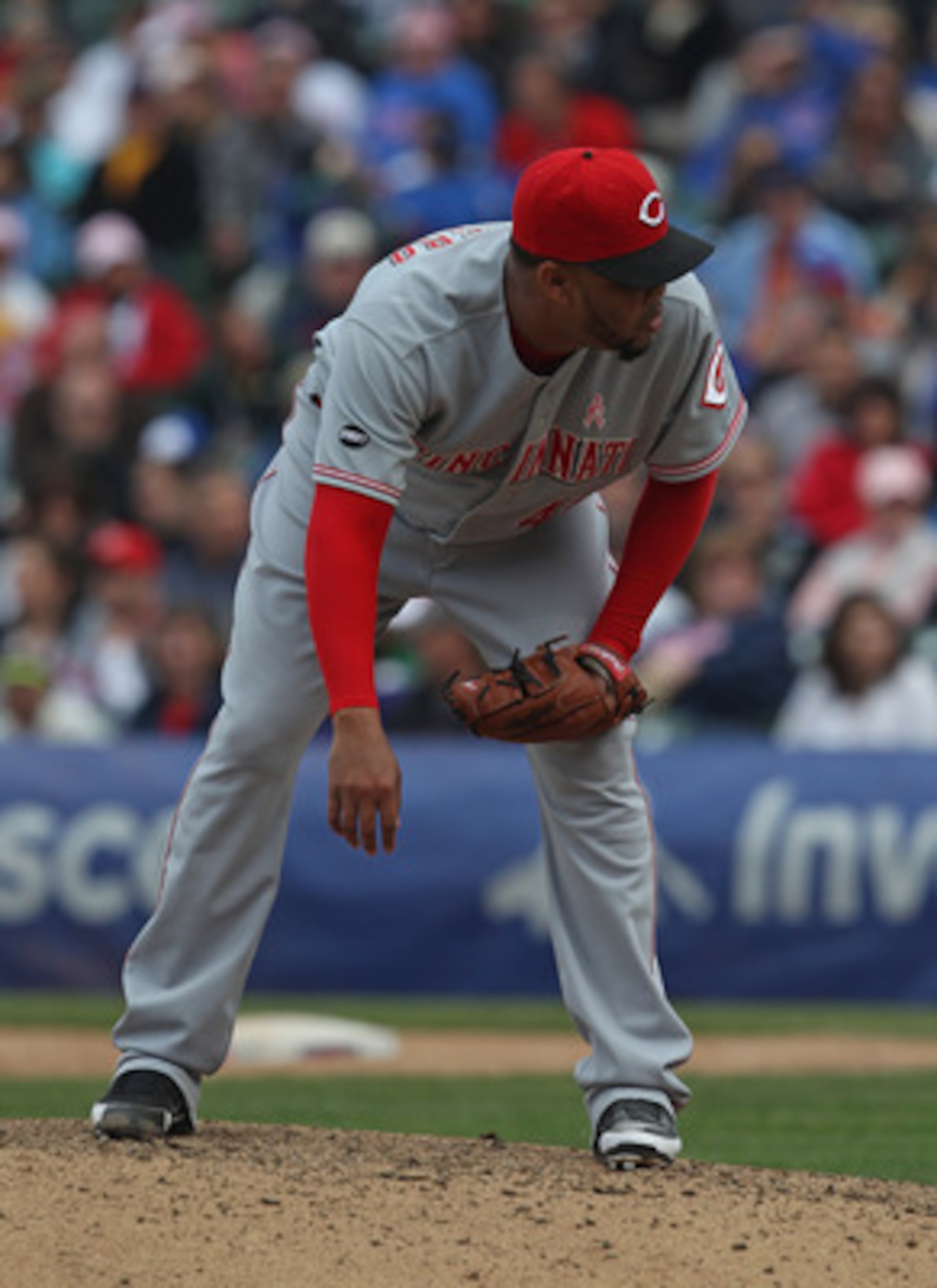 CHICAGO, IL - MAY 08: Francisco Cordero #48 of the Cincinnati Reds looks for the catcher's signs as he pitches in the 9th inning against the Chicago Cubs at Wrigley Field on May 8, 2011 in Chicago, Illinois. The Reds defeated the Cubs 2-0. (Photo by Jonat