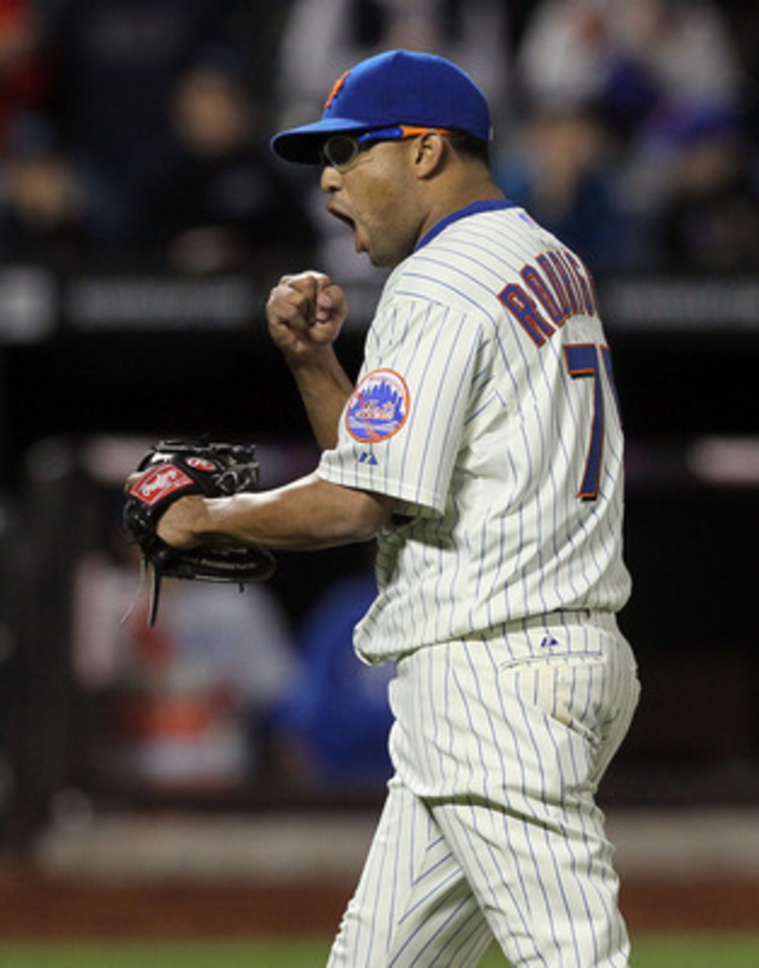 NEW YORK, NY - MAY 07:  Francisco Rodriguez #75 of the New York Mets celebrates the final out against the Los Angeles Dodgers on May 7, 2011 at Citi Field in the Flushing neighborhood of the Queens borough of New York City.  (Photo by Jim McIsaac/Getty Im