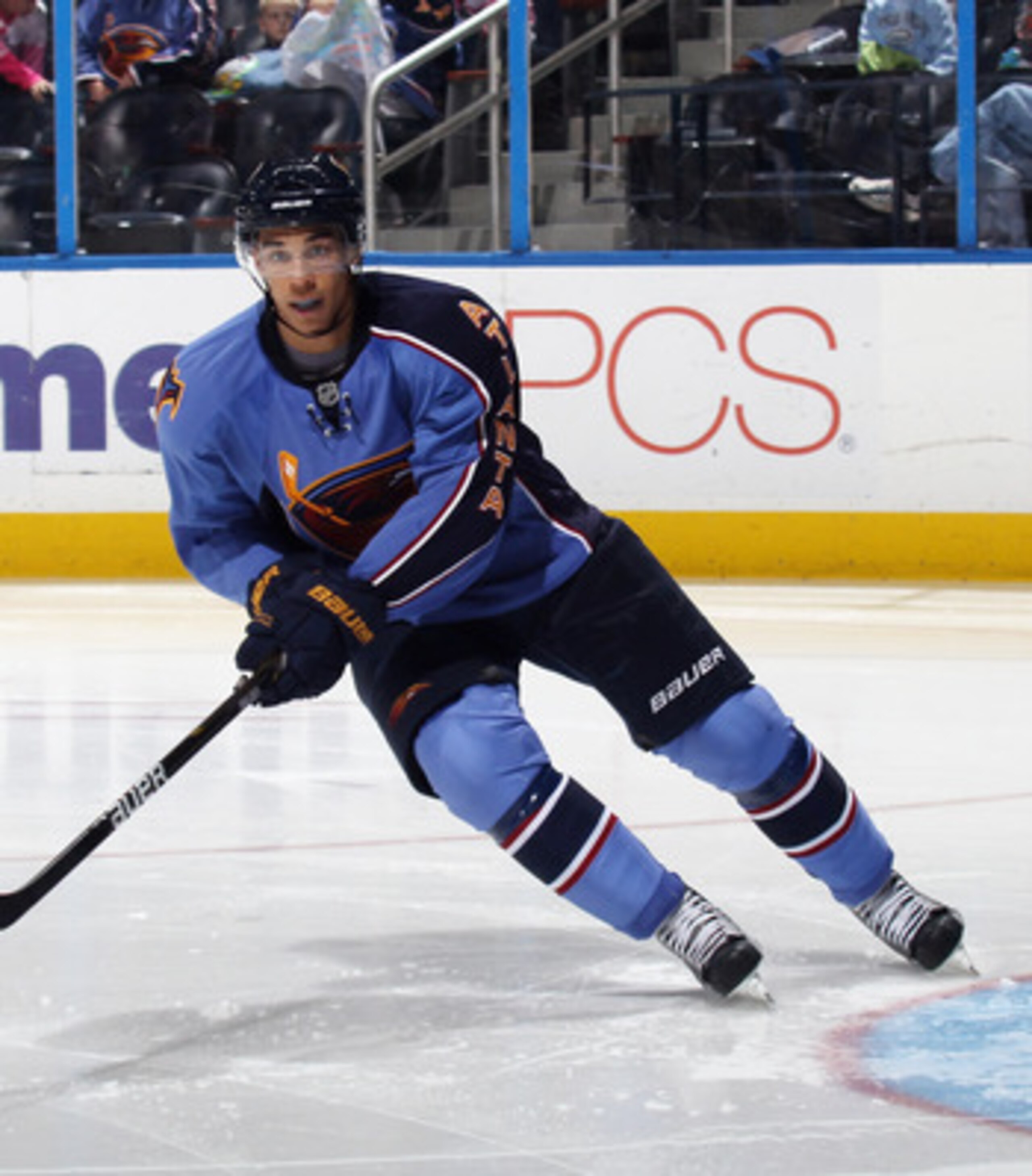 ATLANTA, GA - MARCH 27:  Evander Kane #9 of the Atlanta Thrashers skates against the Ottawa Senators at the Philips Arena on March 27, 2011 in Atlanta, Georgia. The Thrashers defeated the 5-4 in the shoot out.  (Photo by Bruce Bennett/Getty Images)
