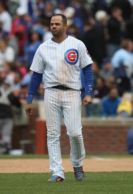 CHICAGO, IL - MAY 27: Aramis Ramirez #16 of the Chicago Cubs walks across the infield after flying out with the bases loaded to end the 8th inning against the Pittsburgh Pirates at Wrigley Field on May 27, 2011 in Chicago, Illinois. The Pirates defeated t