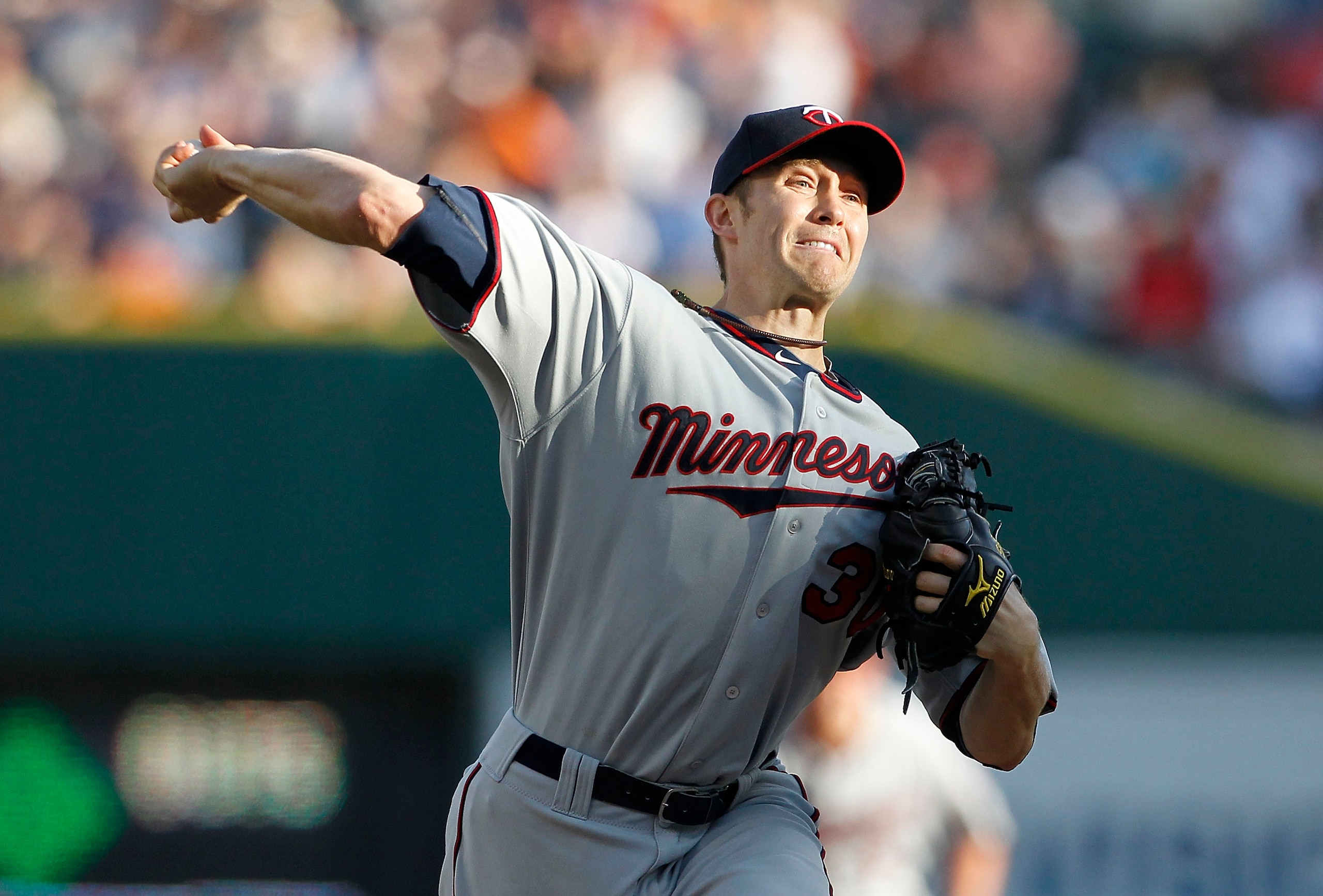 DETROIT - JUNE 01: Scott Baker #30 of the Minnesota Twins pitches in the first inning of the game against the Detroit Tigers at Comerica Park on June 1, 2011 in Detroit, Michigan. (Photo by Leon Halip/Getty Images) DETROIT - JUNE 01: Scott Baker #30 of the Minnesota Twins pitches in the first inning of the game against the Detroit Tigers at Comerica Park on June 1, 2011 in Detroit, Michigan. (Photo by Leon Halip/Getty Images)