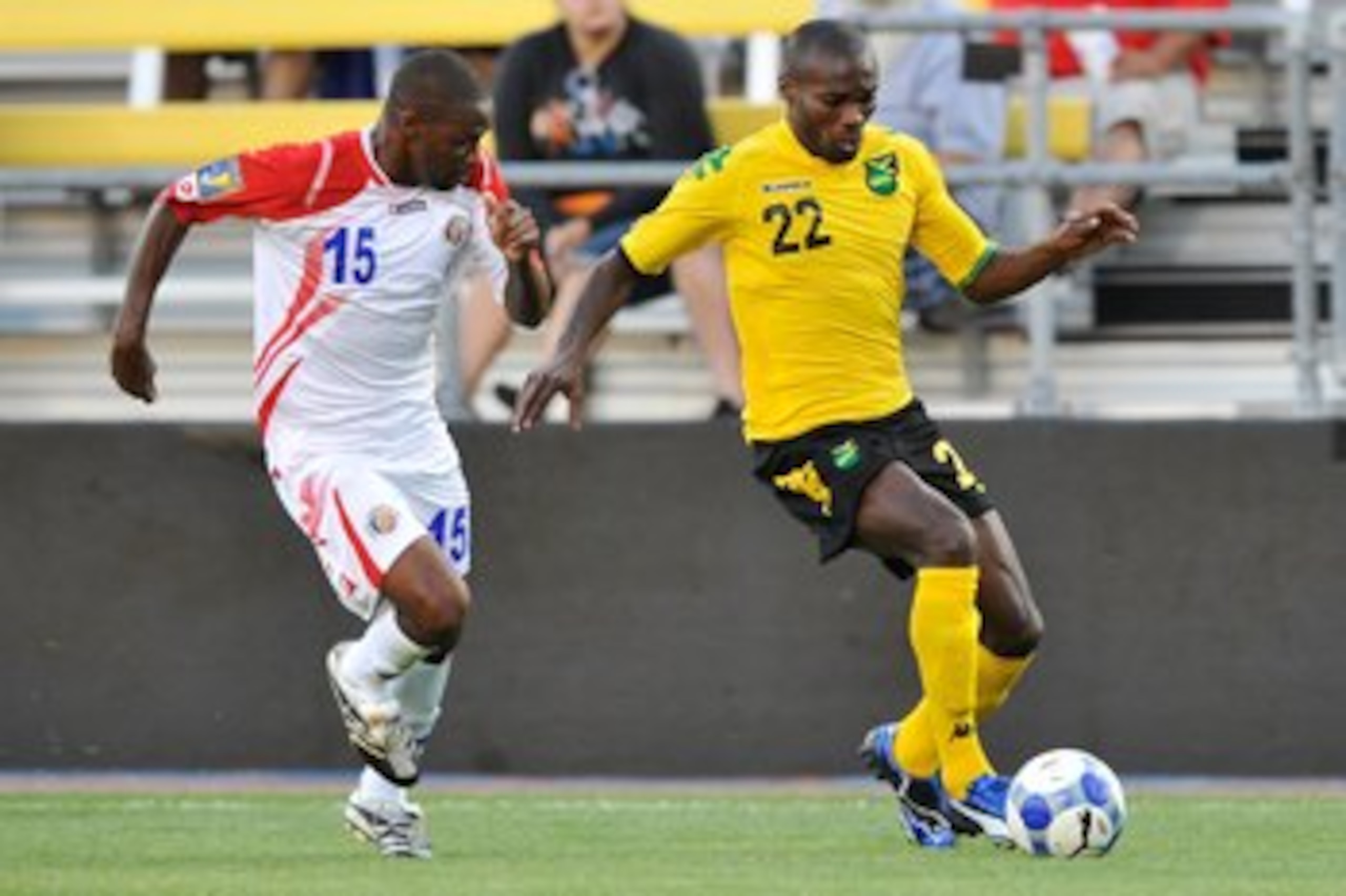 COLUMBUS, OH - JULY 07:  Omar Cummings #22 of Jamaica controls the ball against Costa Rica in a CONCACAF Gold Cup match at Crew Stadium on July 7, 2009 in Columbus, Ohio.  (Photo by Jamie Sabau/Getty Images)
