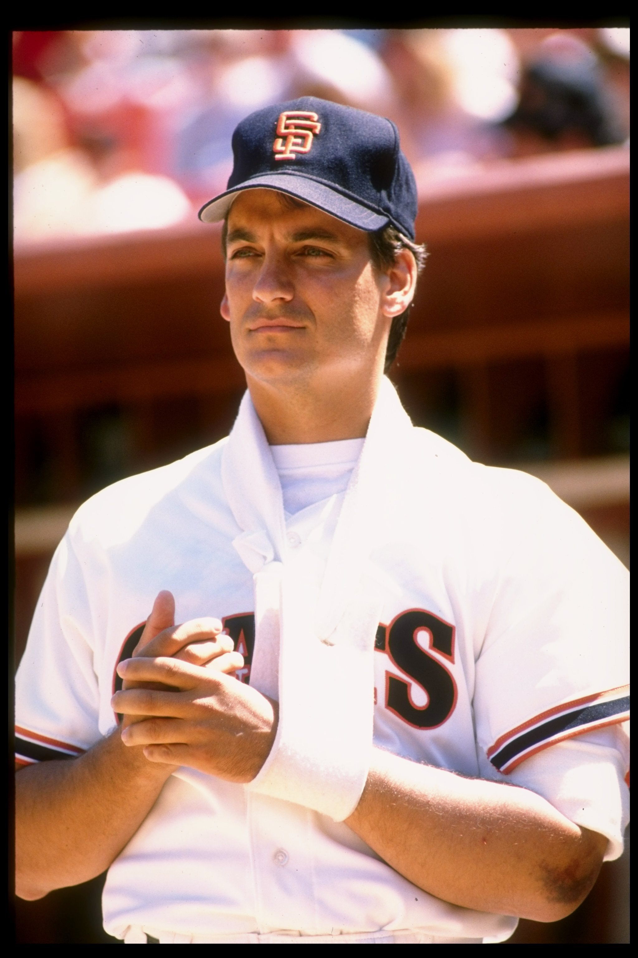 1989:  Pitcher Dave Dravecky of the San Francisco Giants looks on. Mandatory Credit: Otto Greule  /Allsport