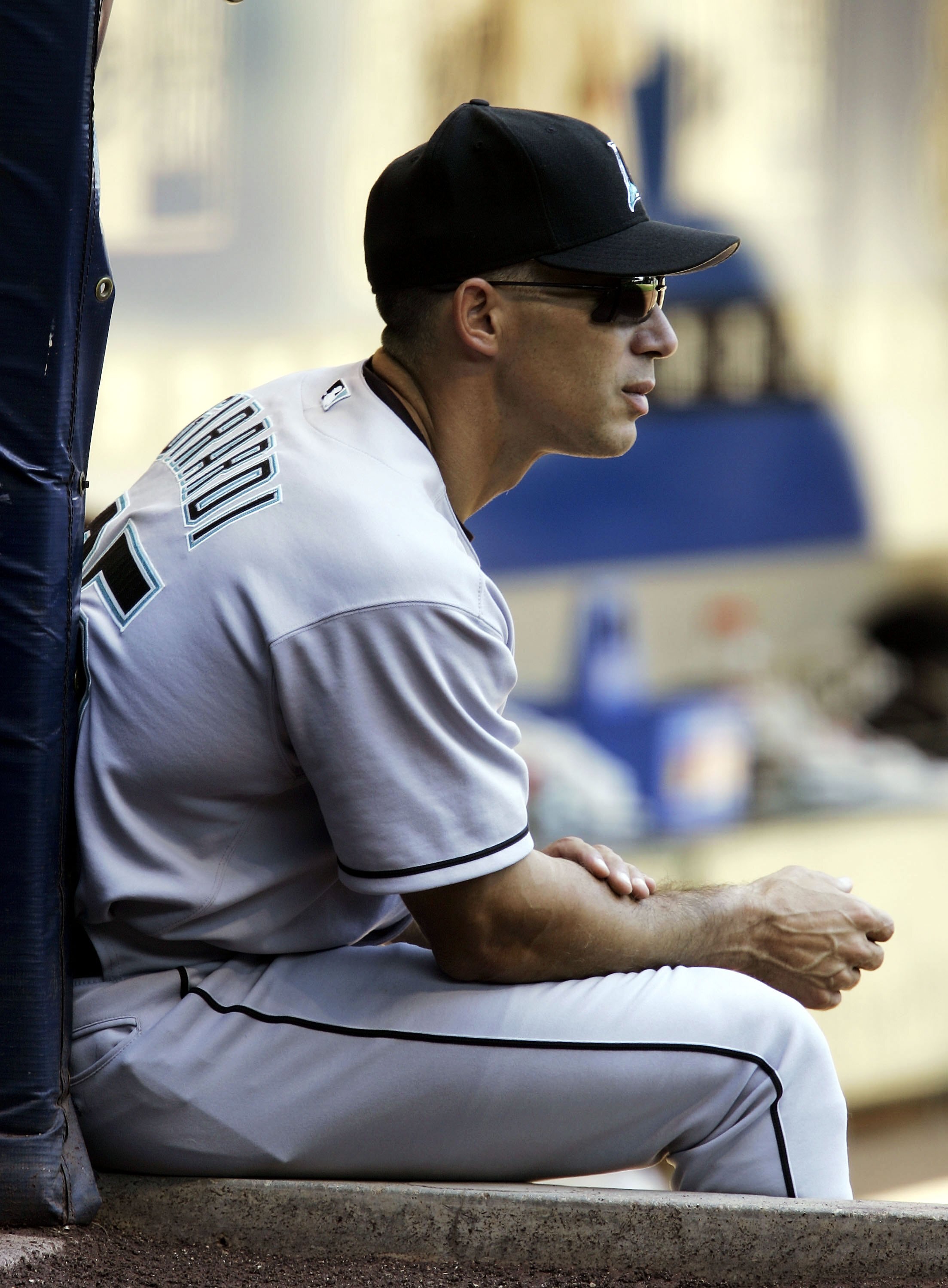 MILWAUKEE - SEPTEMBER 03:  Manager Joe Girardi #25 of the Florida Marlins watches as his team takes on the Milwaukee Brewers September 3, 2006 at Miller Park in Milwaukee, Wisconsin. The Marlins defeated the Brewers 10-3.  (Photo by Jonathan Daniel/Getty