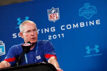 INDIANAPOLIS, IN - FEBRUARY 25: New York Giants head coach Tom Coughlin answers questions during a media session at the 2011 NFL Scouting Combine at Lucas Oil Stadium on February 25, 2011 in Indianapolis, Indiana. (Photo by Joe Robbins/Getty Images) INDIANAPOLIS, IN - FEBRUARY 25: New York Giants head coach Tom Coughlin answers questions during a media session at the 2011 NFL Scouting Combine at Lucas Oil Stadium on February 25, 2011 in Indianapolis, Indiana. (Photo by Joe Robbins/Getty Images)
