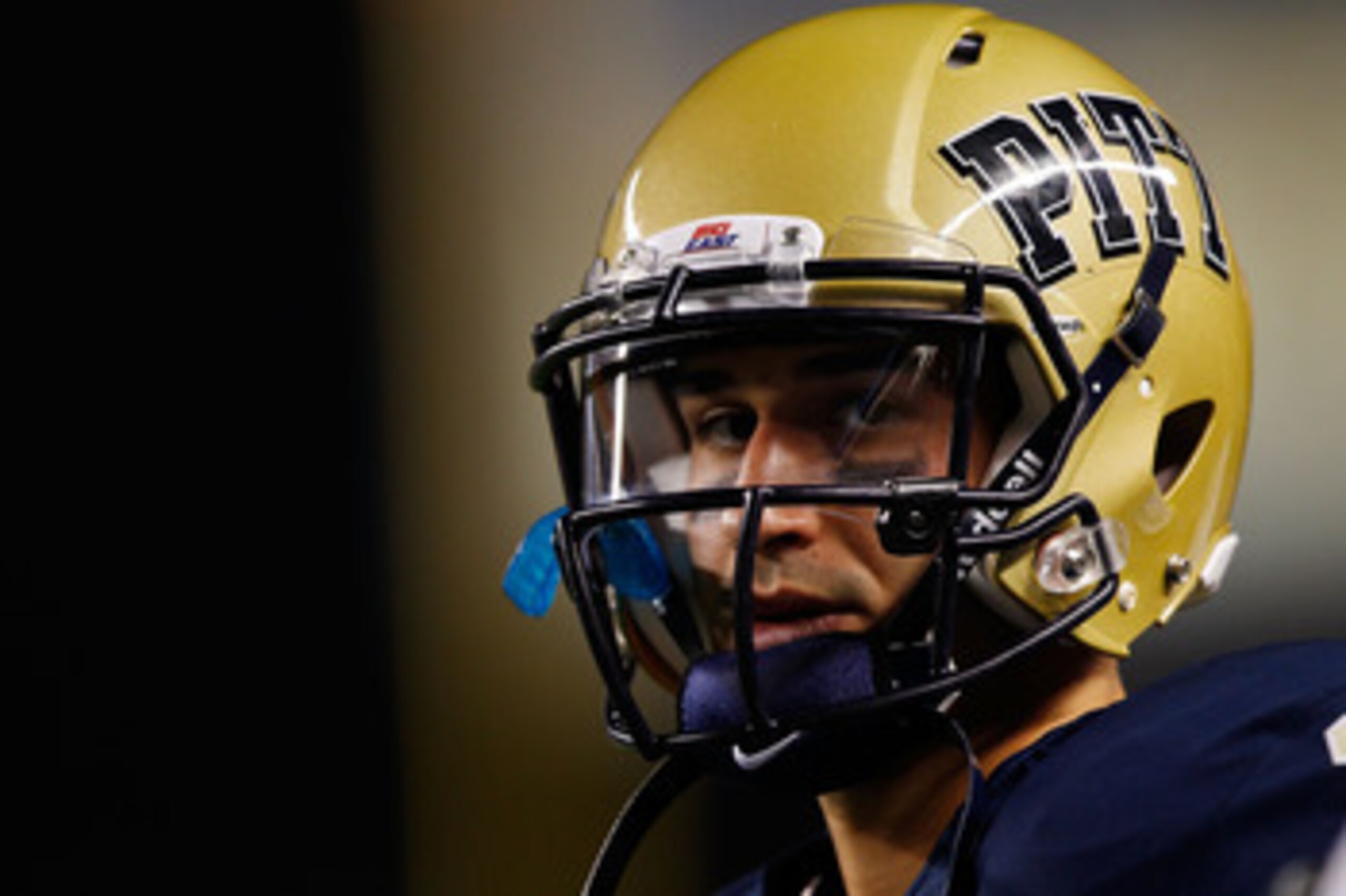 PITTSBURGH - SEPTEMBER 23:  Tino Sunseri #12 of the Pittsburgh Panthers watches his team play against the Miami Hurricanes on September 23, 2010 at Heinz Field in Pittsburgh, Pennsylvania.  (Photo by Jared Wickerham/Getty Images)