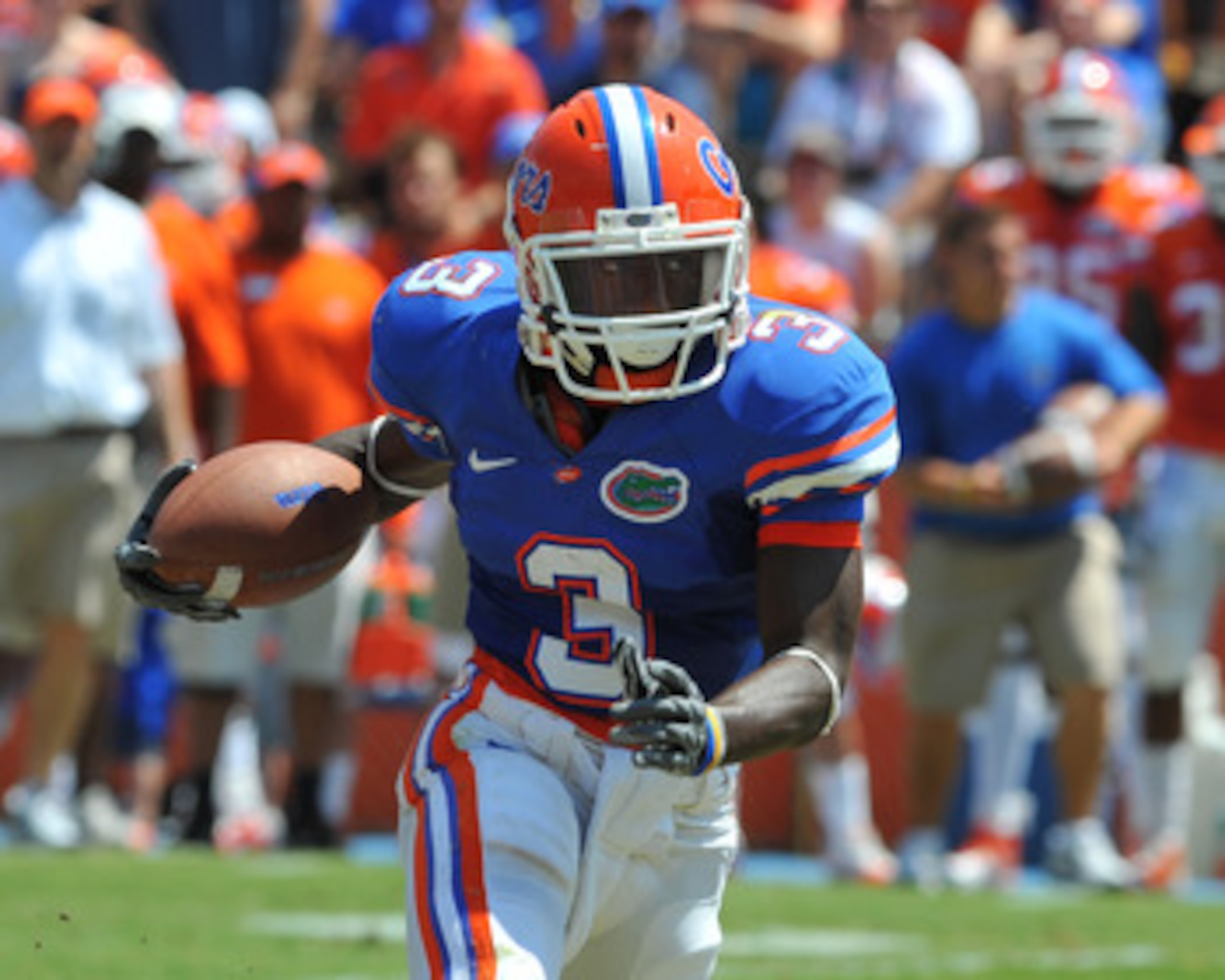 GAINESVILLE, FL - APRIL 9:  Running back Chris Rainey #3 of the Florida Gators runs upfield during the Orange and Blue spring football game April 9, 2011 at Ben Hill Griffin Stadium in Gainesville, Florida.  (Photo by Al Messerschmidt/Getty Images)