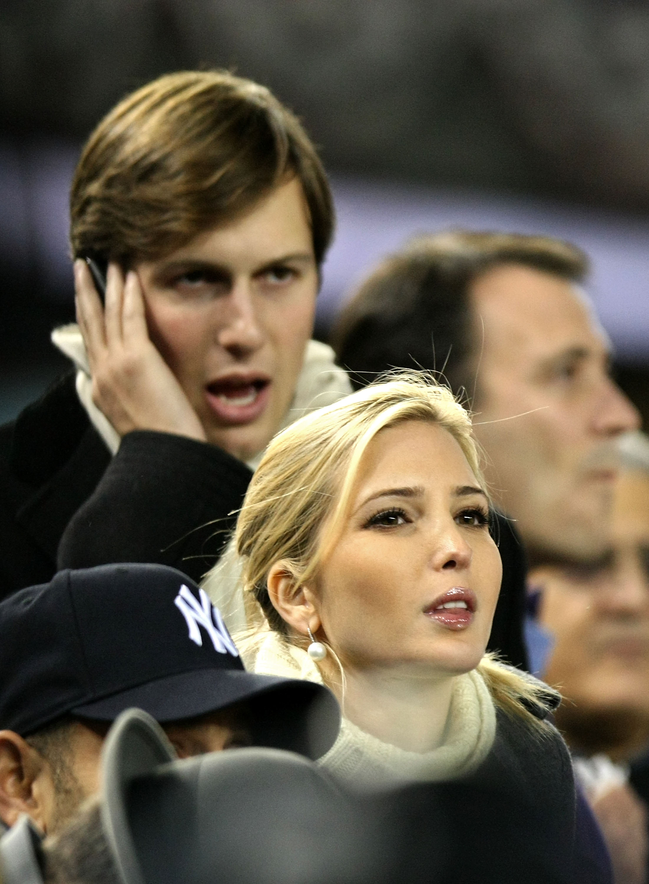 NEW YORK - NOVEMBER 04:  Ivanka Trump and her husband Jared Kushner attend Game Six of the 2009 MLB World Series between the New York Yankees and the Philadelphia Phillies at Yankee Stadium on November 4, 2009 in the Bronx borough of New York City.  (Phot