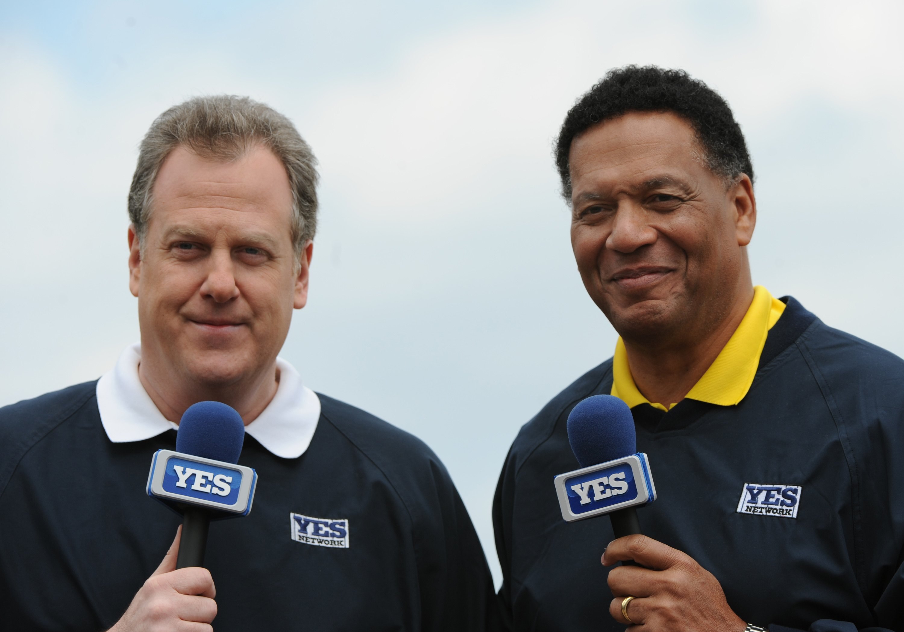 TAMPA, FL - MARCH 3: Commentators Michael Kay (left) and Ken Singleton during a pre-game show for the YES Network as the New York Yankees play against the Pittsburgh Pirates on March 3, 2010 at the George M. Steinbrenner  Field in Tampa, Florida. (Photo b