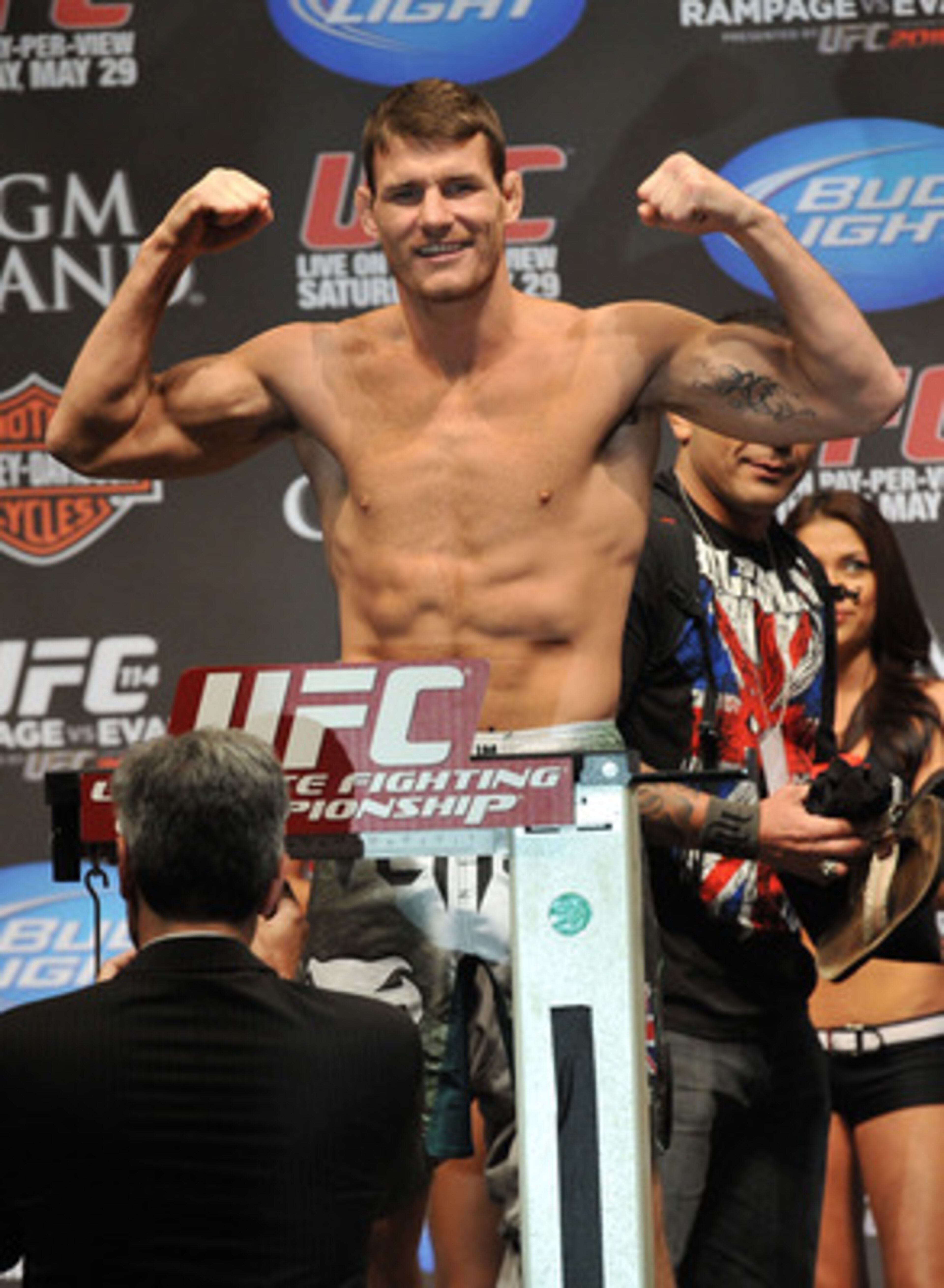 LAS VEGAS - MAY 28:  UFC fighter Michael Bisping weighs in for his fight against UFC fighter Dan Miller at UFC 114: Rampage versus Rashad at the Mandalay Bay Hotel on May 28, 2010 in Las Vegas, Nevada.  (Photo by Jon Kopaloff/Getty Images)