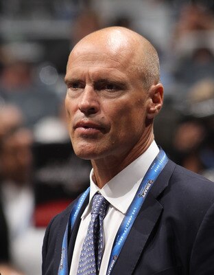 LOS ANGELES, CA - JUNE 25: Mark Messier of the New York Rangers works on the draft floor during the 2010 NHL Entry Draft at Staples Center on June 25, 2010 in Los Angeles, California. (Photo by Bruce Bennett/Getty Images)