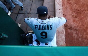 OAKLAND, CA - APRIL 02:  Chone Figgins #9 of the Seattle Mariners looks on prior to his game against the Oakland Athletics during a Major League Baseball game at the Oakland-Alameda County Coliseum on April 2, 2011 in Oakland, California.  (Photo by Jed J