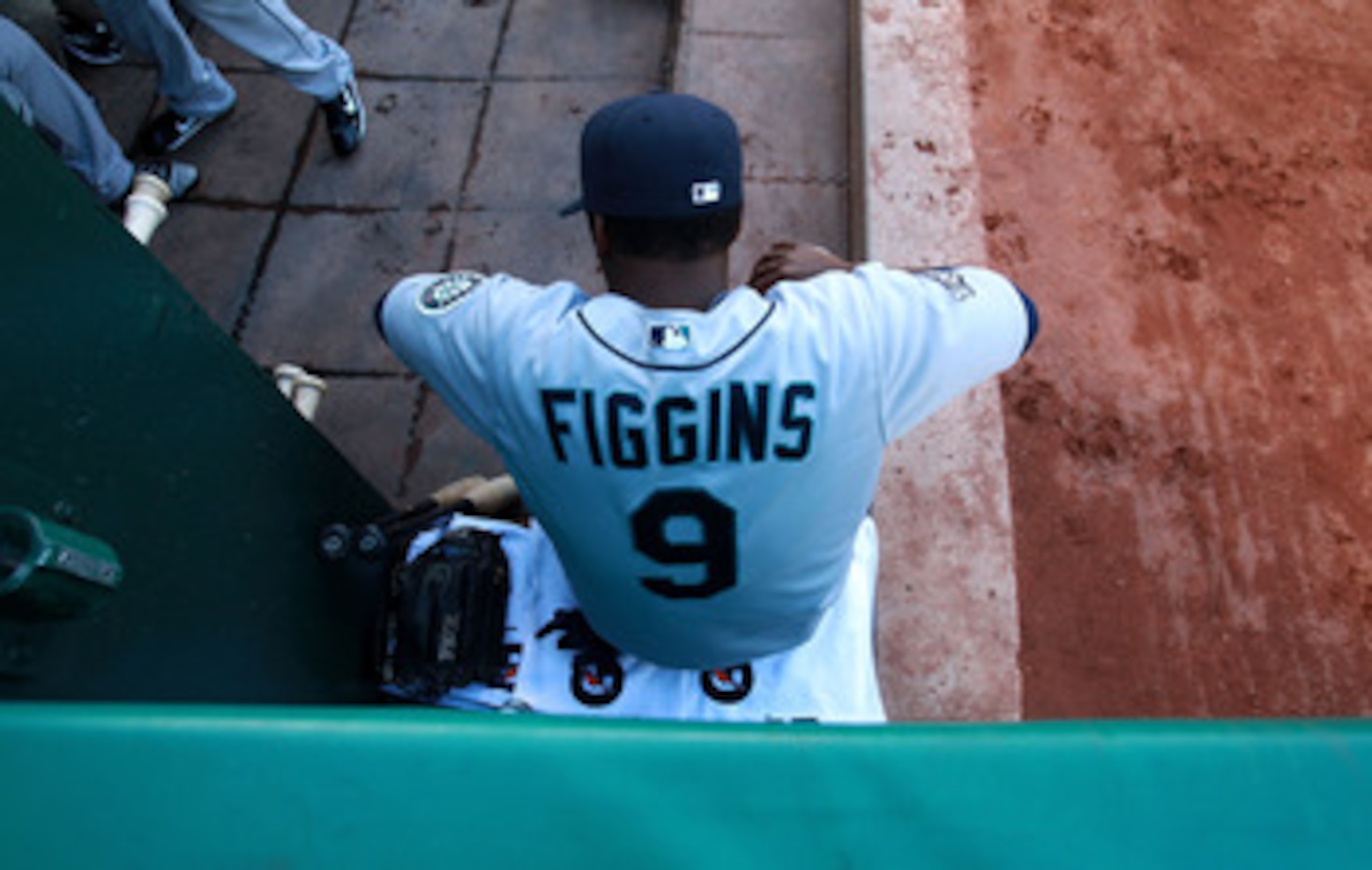 OAKLAND, CA - APRIL 02: Chone Figgins #9 of the Seattle Mariners looks on prior to his game against the Oakland Athletics during a Major League Baseball game at the Oakland-Alameda County Coliseum on April 2, 2011 in Oakland, California. (Photo by Jed J OAKLAND, CA - APRIL 02: Chone Figgins #9 of the Seattle Mariners looks on prior to his game against the Oakland Athletics during a Major League Baseball game at the Oakland-Alameda County Coliseum on April 2, 2011 in Oakland, California. (Photo by Jed J