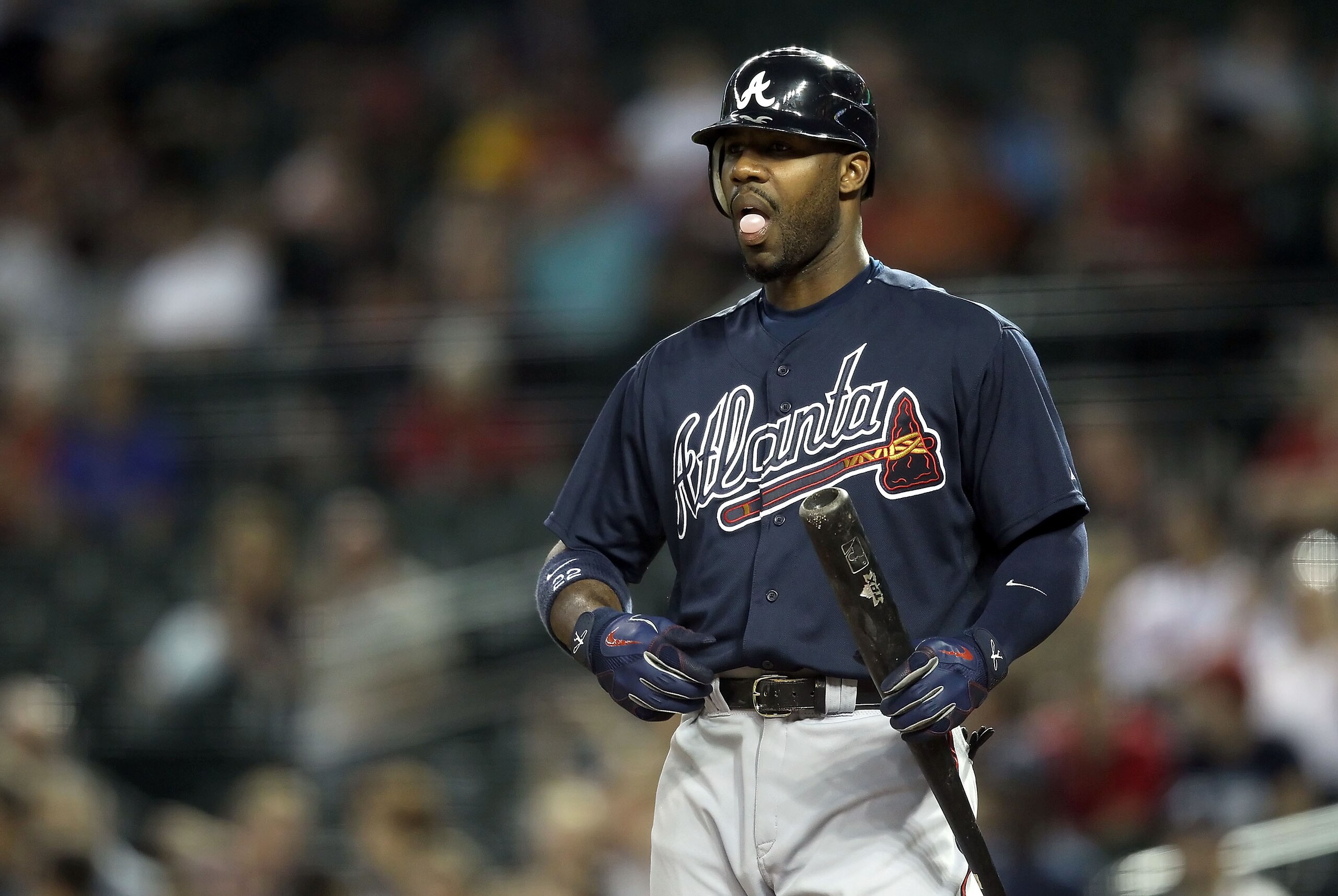 PHOENIX, AZ - MAY 18: Jason Heyward #22 of the Atlanta Braves bats against the Arizona Diamondbacks during the Major League Baseball game at Chase Field on May 18, 2011 in Phoenix, Arizona. The Diamondbacks defeated the Braves 5-4 in eleven innings. (P PHOENIX, AZ - MAY 18: Jason Heyward #22 of the Atlanta Braves bats against the Arizona Diamondbacks during the Major League Baseball game at Chase Field on May 18, 2011 in Phoenix, Arizona. The Diamondbacks defeated the Braves 5-4 in eleven innings. (P