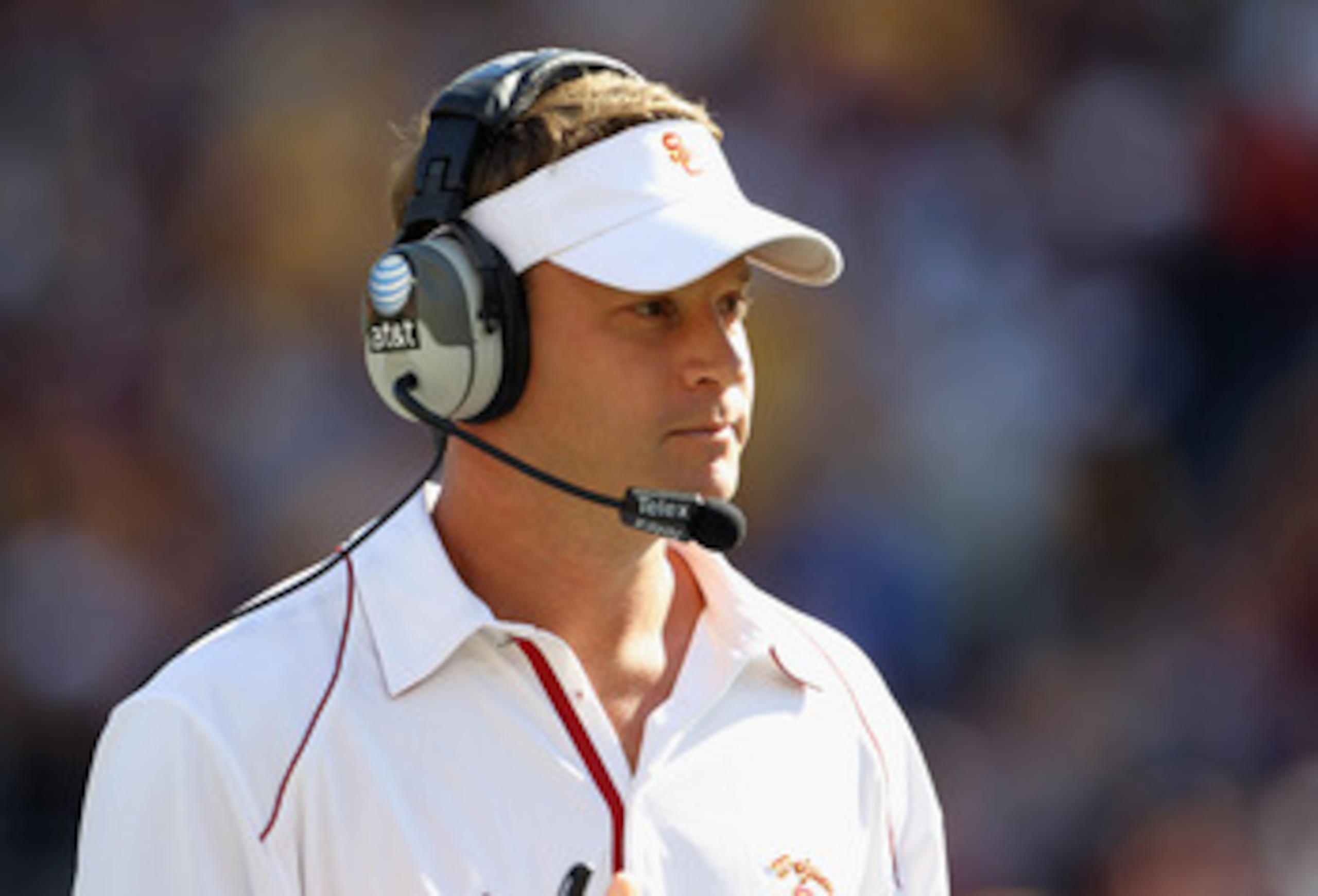 MINNEAPOLIS - SEPTEMBER 18:  Head coach Lane Kiffin of the USC Trojans watches from the sidelines during the game against the Minnesota Golden Gophers on September 18, 2010 at TCF Bank Stadium in Minneapolis, Minnesota.  (Photo by Jamie Squire/Getty Image