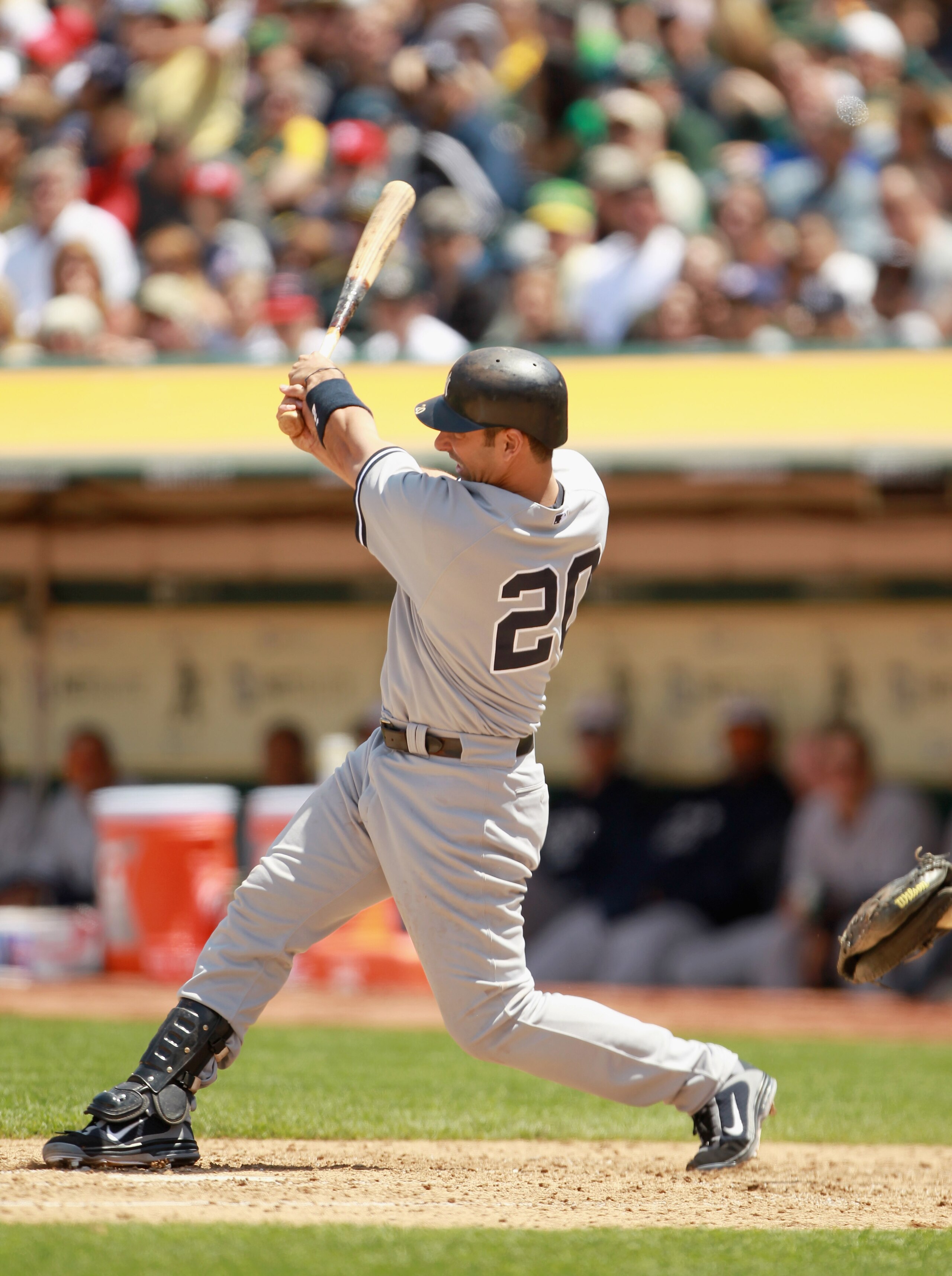 OAKLAND, CA - MAY 30: Jorge Posada #20 of the New York Yankees bats against the Oakland Athletics at Oakland-Alameda County Coliseum on May 30, 2011 in Oakland, California. (Photo by Ezra Shaw/Getty Images) OAKLAND, CA - MAY 30: Jorge Posada #20 of the New York Yankees bats against the Oakland Athletics at Oakland-Alameda County Coliseum on May 30, 2011 in Oakland, California. (Photo by Ezra Shaw/Getty Images)