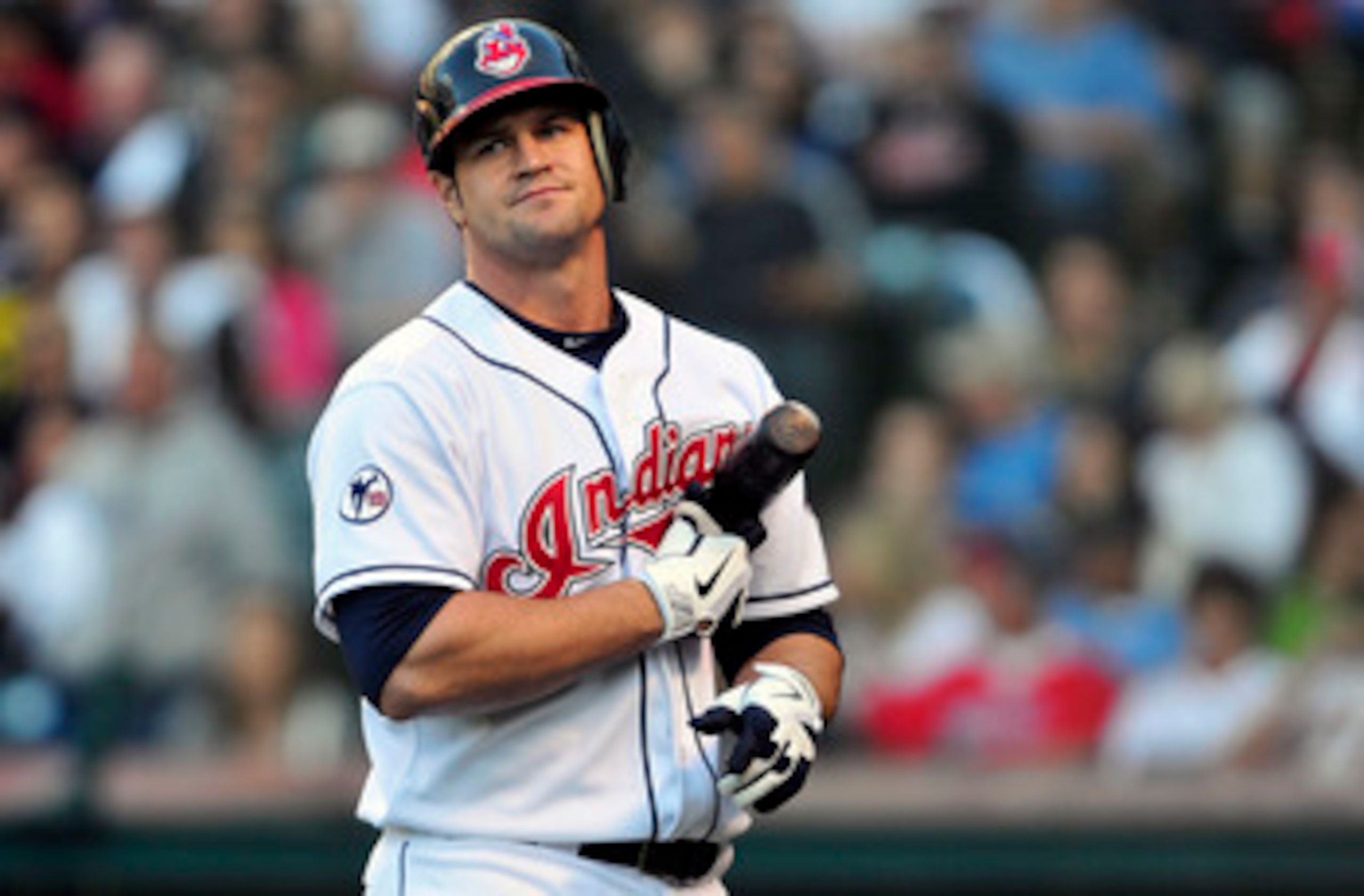 CLEVELAND, OH - JUNE 2:  Matt LaPorta #7 of the Cleveland Indians reacts after striking out during the second inning against the Texas Rangers at Progressive Field on June 2, 2011 in Cleveland, Ohio. The Rangers defeated the Indians 7-4. (Photo by Jason M