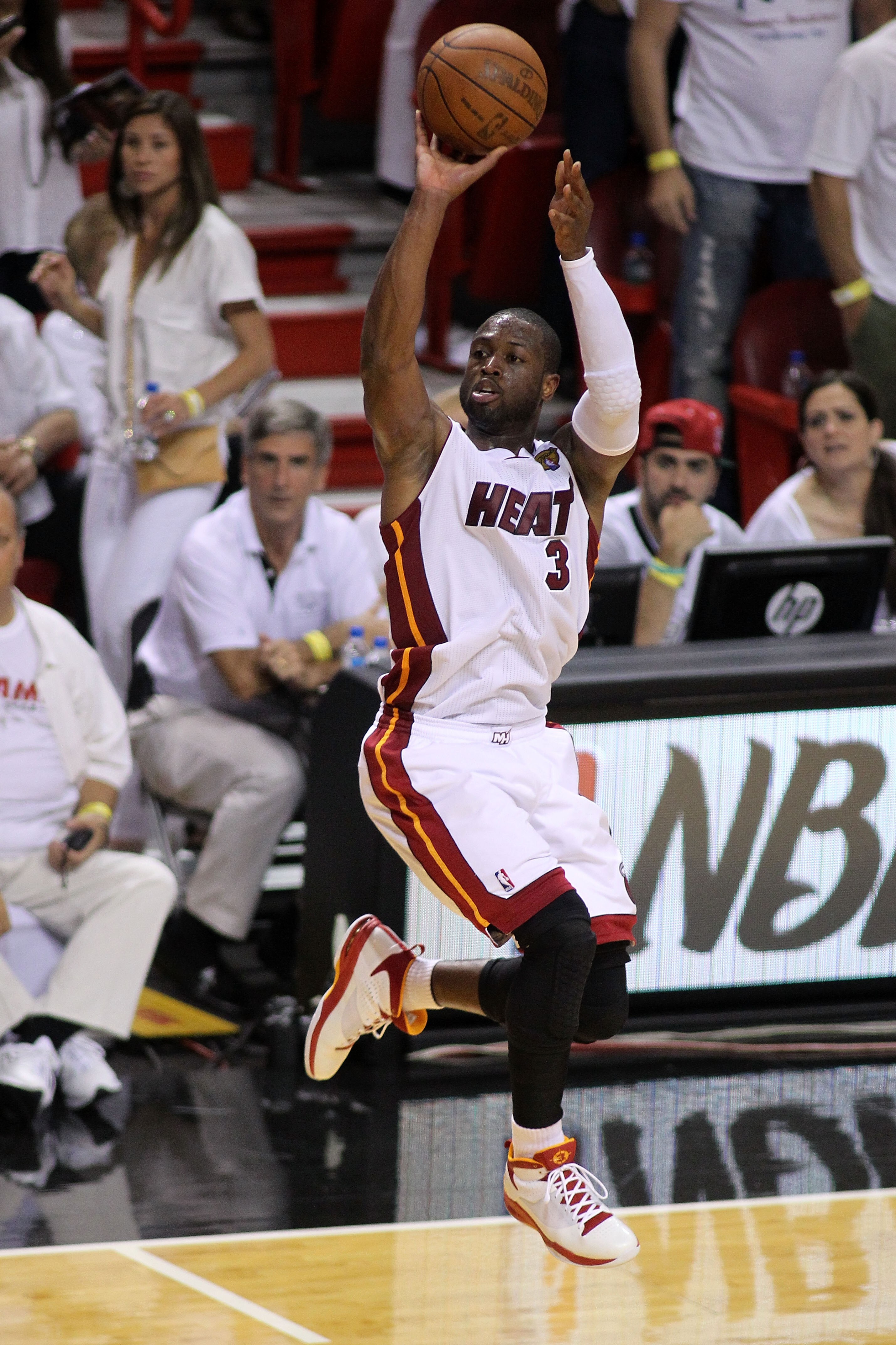 MIAMI, FL - JUNE 02:  Dwyane Wade #3 of the Miami Heat attempts a shot at the end of the second quarter against the Dallas Mavericks in Game Two of the 2011 NBA Finals at American Airlines Arena on June 2, 2011 in Miami, Florida. NOTE TO USER: User expres