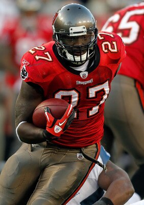 TAMPA, FL - DECEMBER 26: Running back LeGarrette Blount #27 of the Tampa Bay Buccaneers runs the ball against the Seattle Seahawks during the game at Raymond James Stadium on December 26, 2010 in Tampa, Florida. (Photo by J. Meric/Getty Images) TAMPA, FL - DECEMBER 26: Running back LeGarrette Blount #27 of the Tampa Bay Buccaneers runs the ball against the Seattle Seahawks during the game at Raymond James Stadium on December 26, 2010 in Tampa, Florida. (Photo by J. Meric/Getty Images)