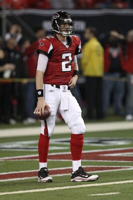 ATLANTA, GA - JANUARY 15: Matt Ryan #2 of the Atlanta Falcons warms up against the Green Bay Packers during their 2011 NFC divisional playoff game at Georgia Dome on January 15, 2011 in Atlanta, Georgia. (Photo by Streeter Lecka/Getty Images) ATLANTA, GA - JANUARY 15: Matt Ryan #2 of the Atlanta Falcons warms up against the Green Bay Packers during their 2011 NFC divisional playoff game at Georgia Dome on January 15, 2011 in Atlanta, Georgia. (Photo by Streeter Lecka/Getty Images)