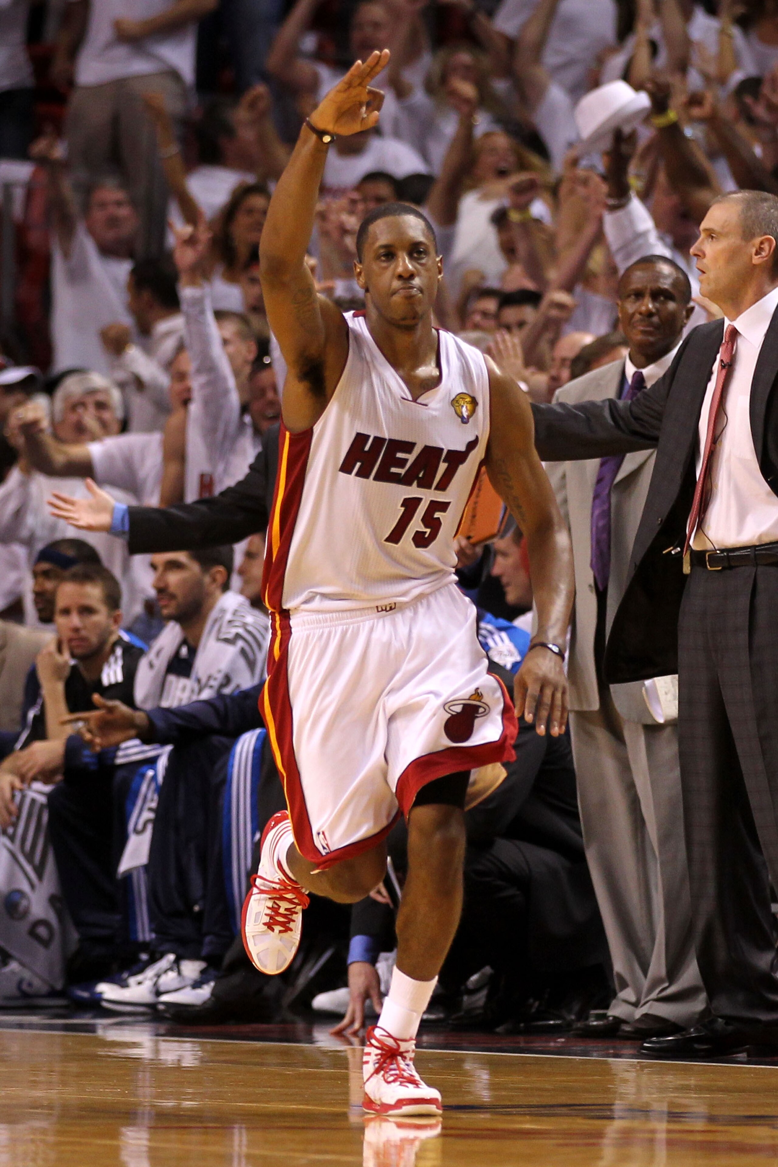 MIAMI, FL - JUNE 02:  Mario Chalmers #15 of the Miami Heat reacts against the Miami Heat in Game Two of the 2011 NBA Finals at American Airlines Arena on June 2, 2011 in Miami, Florida. The Mavericks won 95-93. NOTE TO USER: User expressly acknowledges an